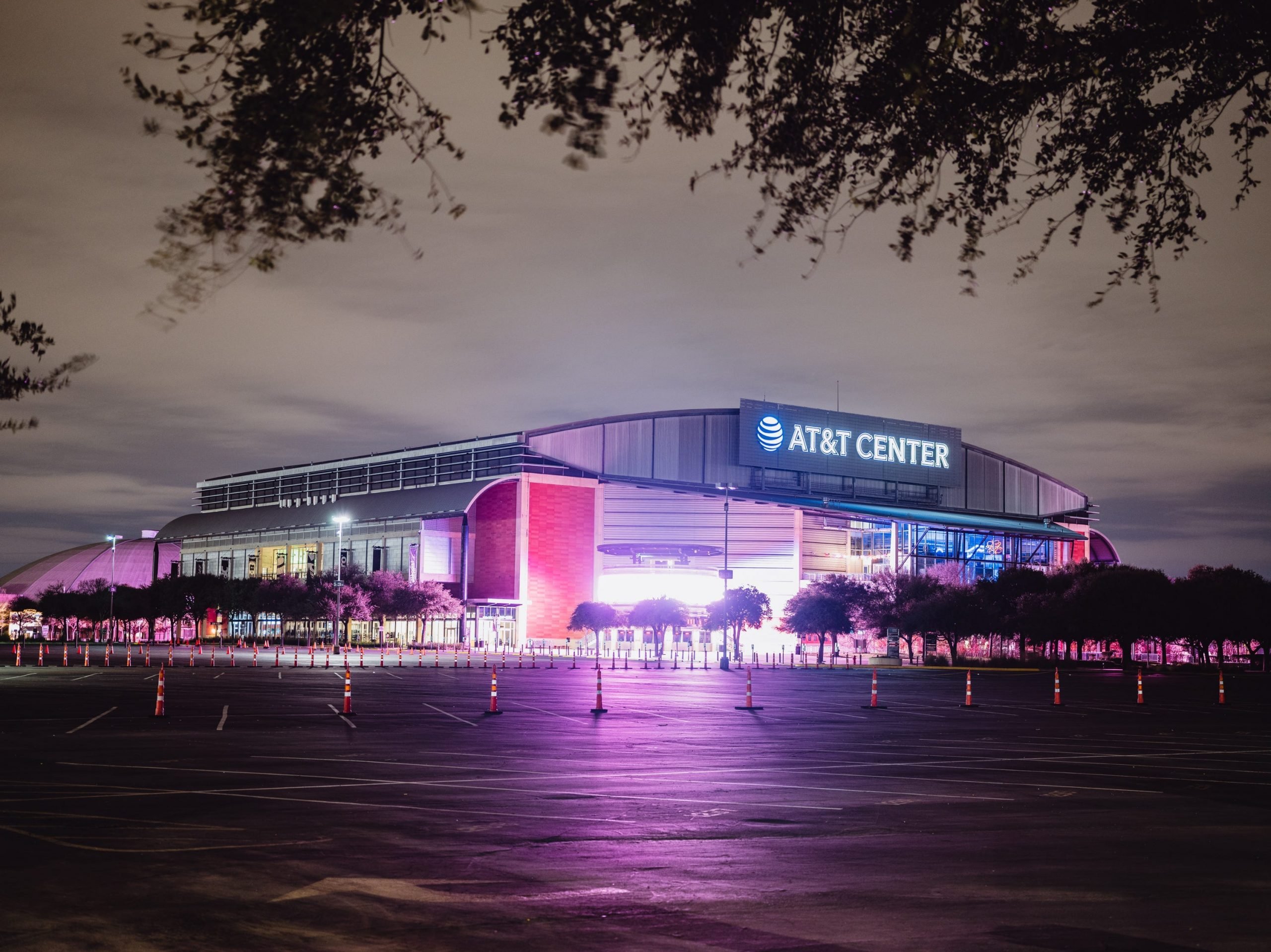 The outside of a sports arena.