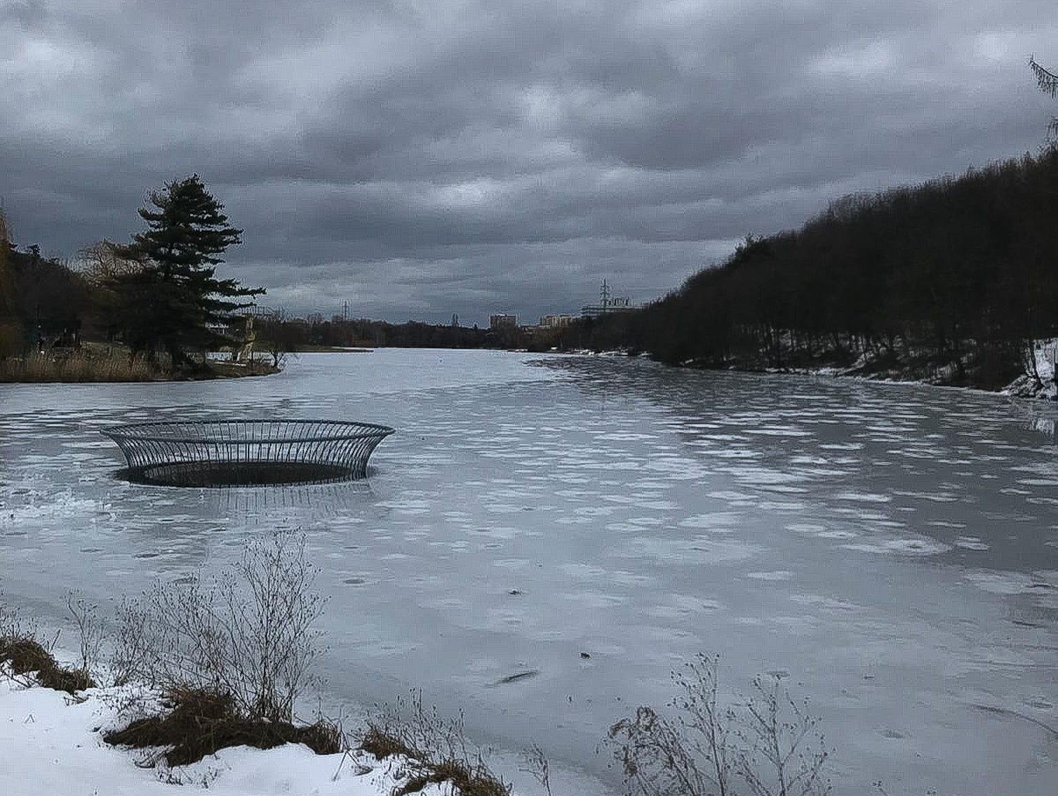 A frozen lake in Prague