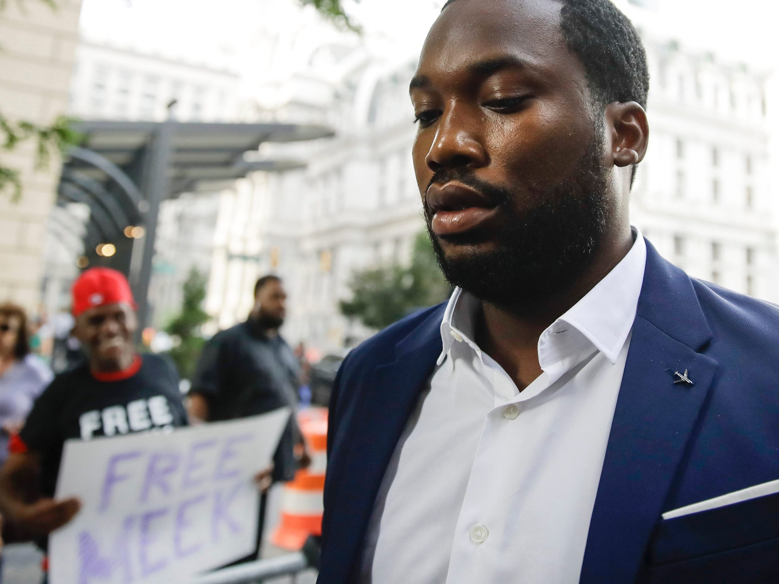 Meek Mill outside court in Philadelphia