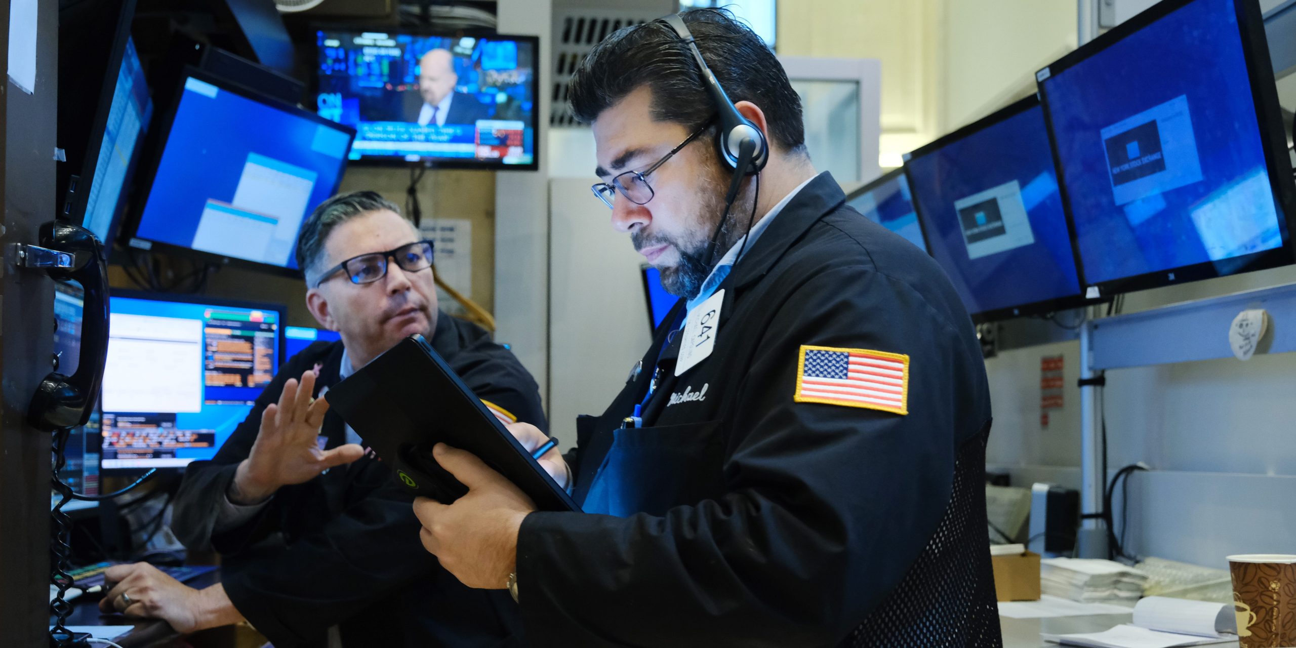 Traders work on the floor of the New York Stock Exchange on December 13, 2021 in New York City.