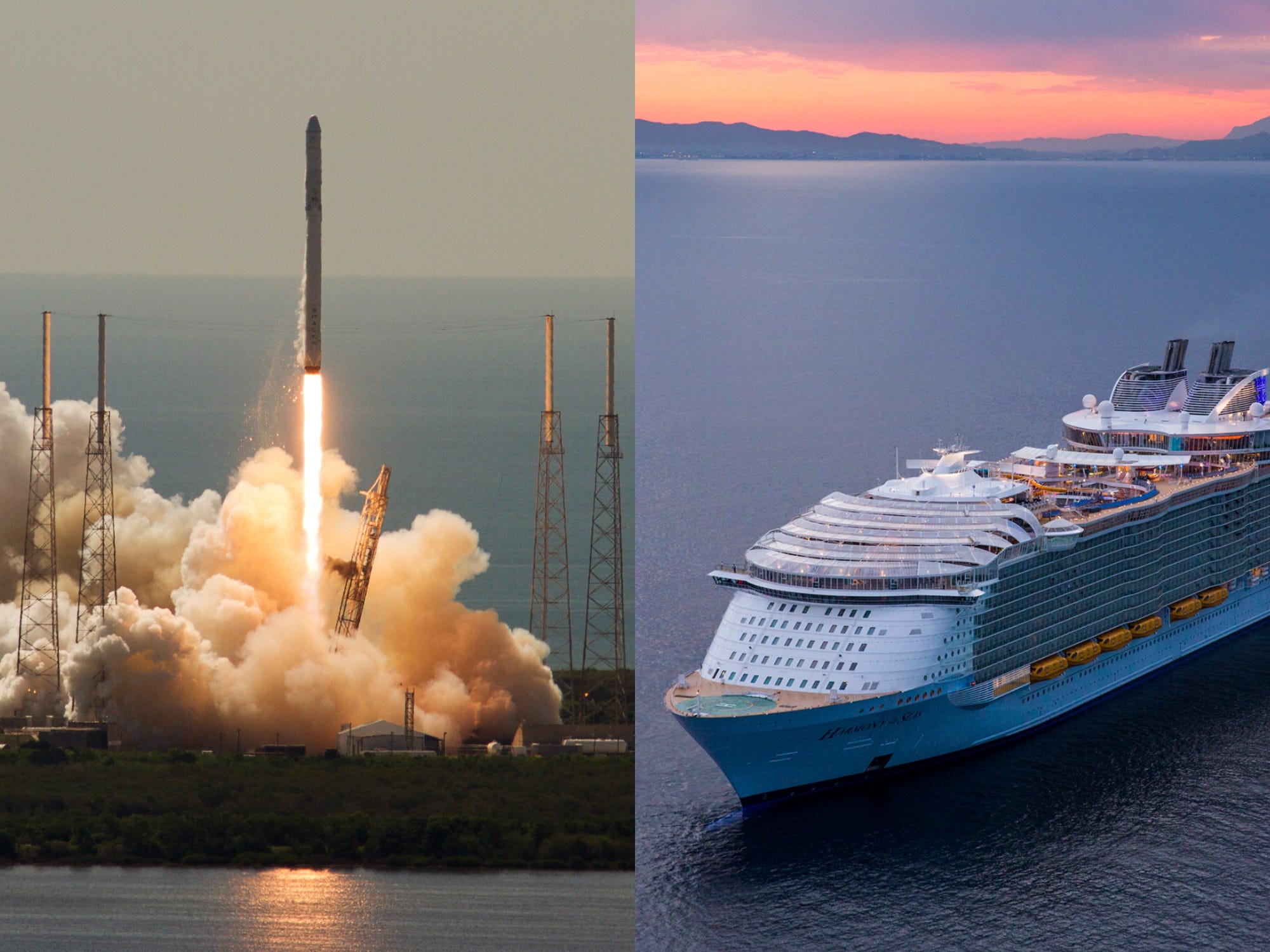 SpaceX had to abort a rocket launch Sunday after Royal Caribbean's Harmony of the Seas cruise liner got too close to the hazard area, US Coast Guard told Florida Today.