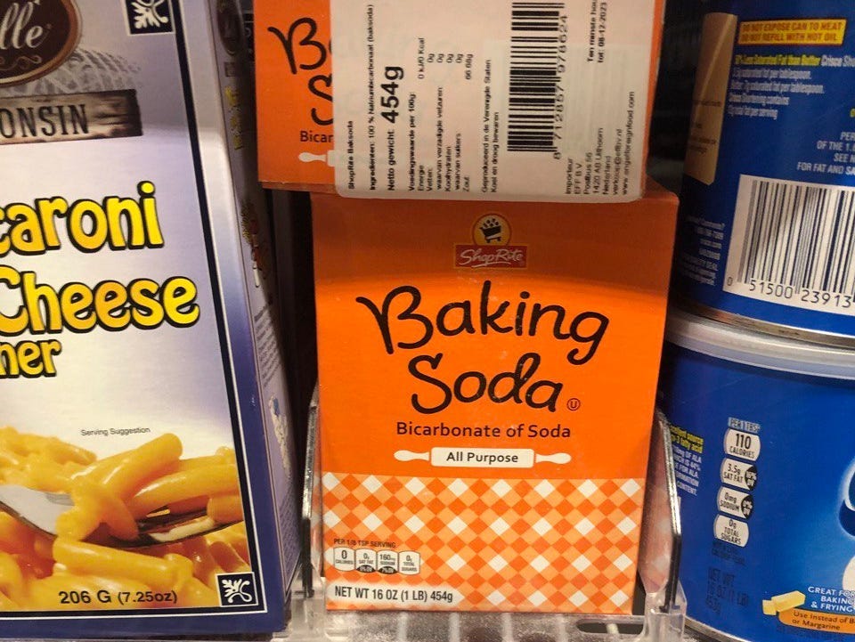 Baking soda on shelf