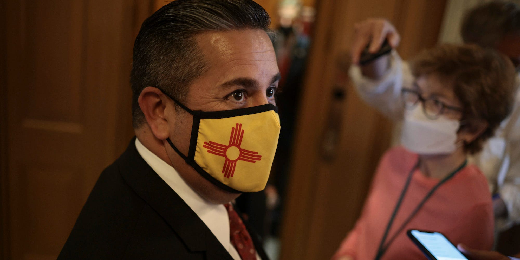 Democratic Sen. Ben Ray Luján of New Mexico outside the Senate chamber on October 06, 2021.