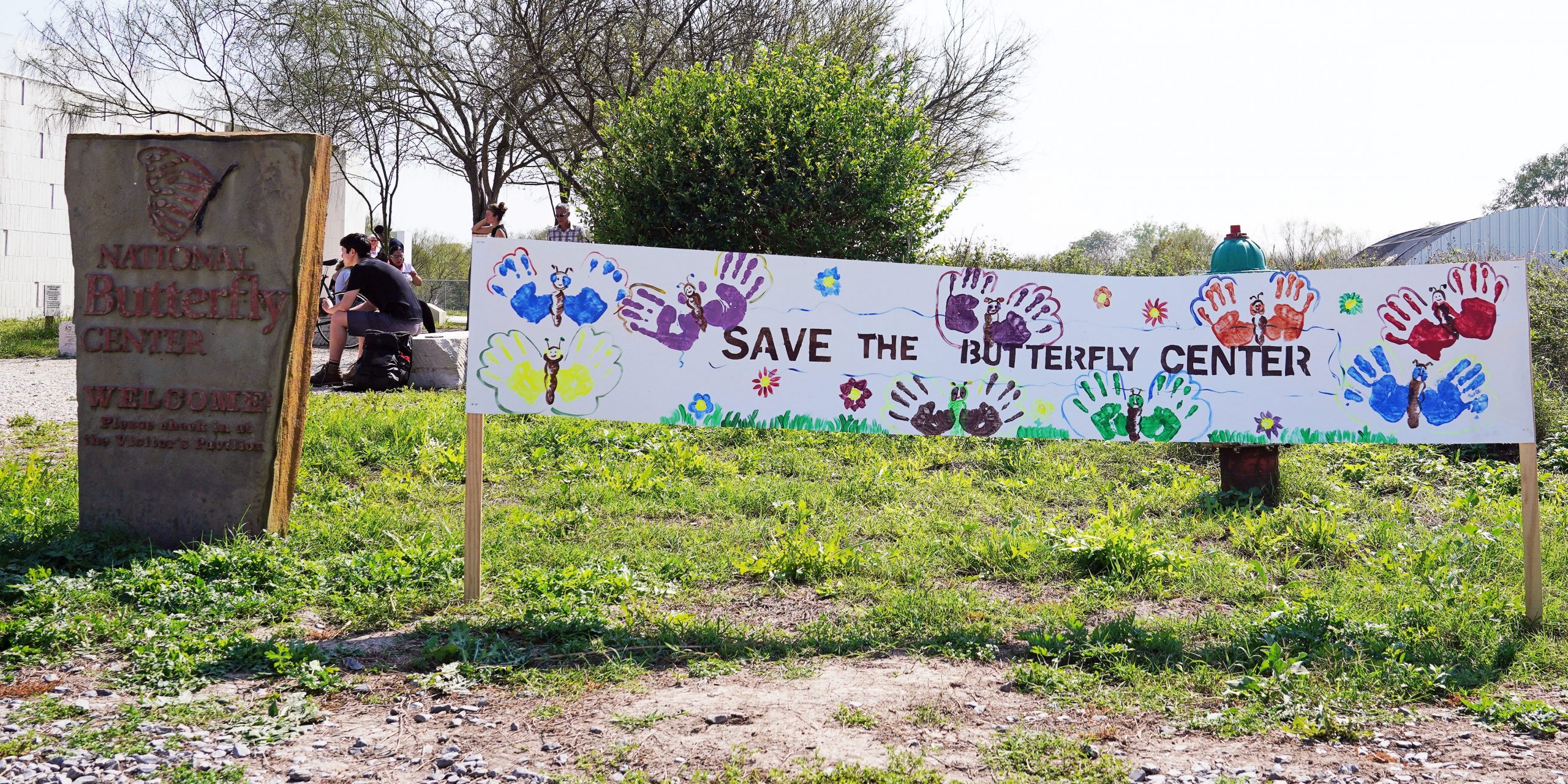 Border wall protesters shout during a protest march at the National Butterfly Center wildlife preserve near the Rio Grande River in Mission, Texas, U.S., February 16, 2019