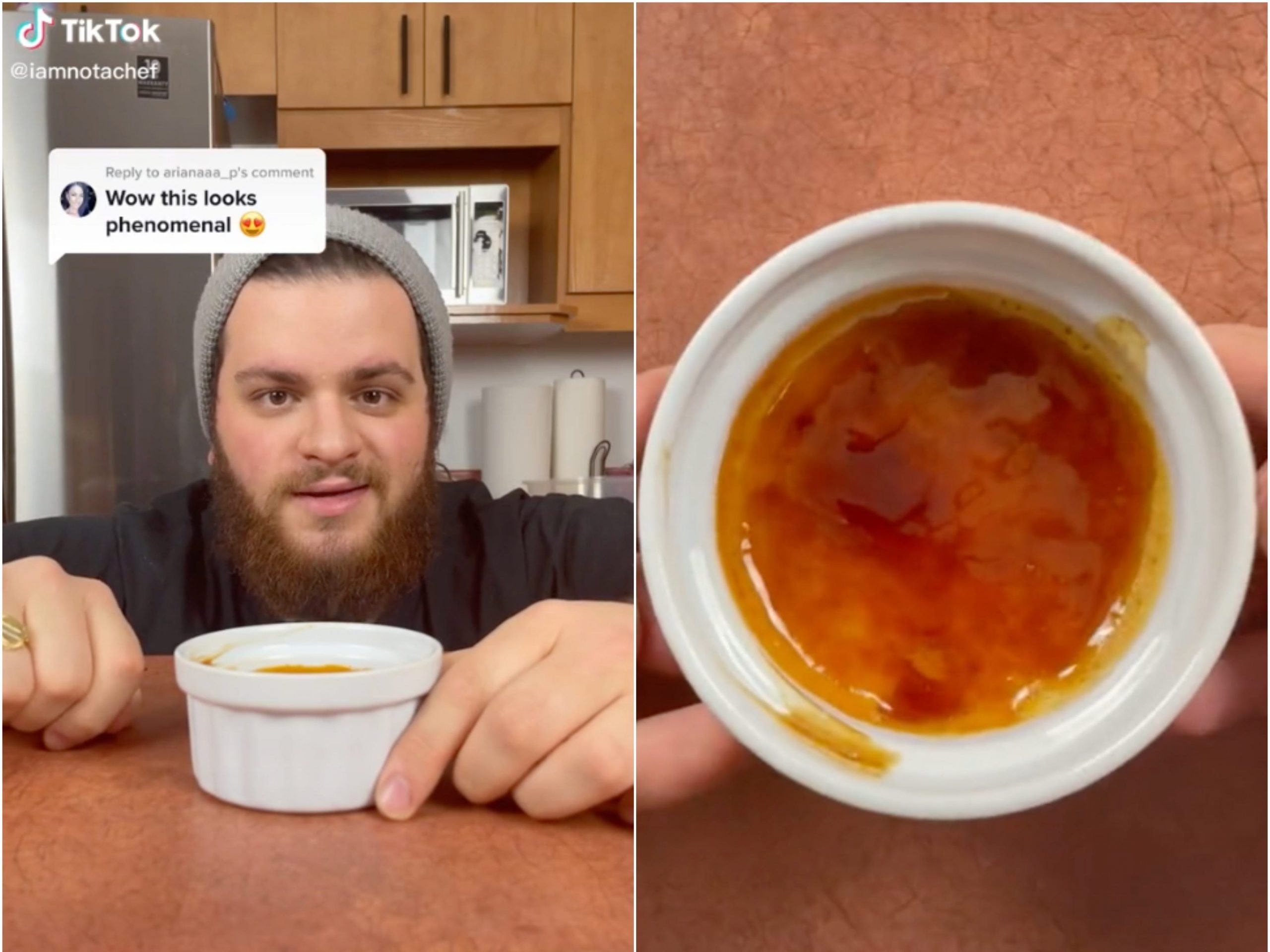 3-ingredient creme brulee recipe on TikTok