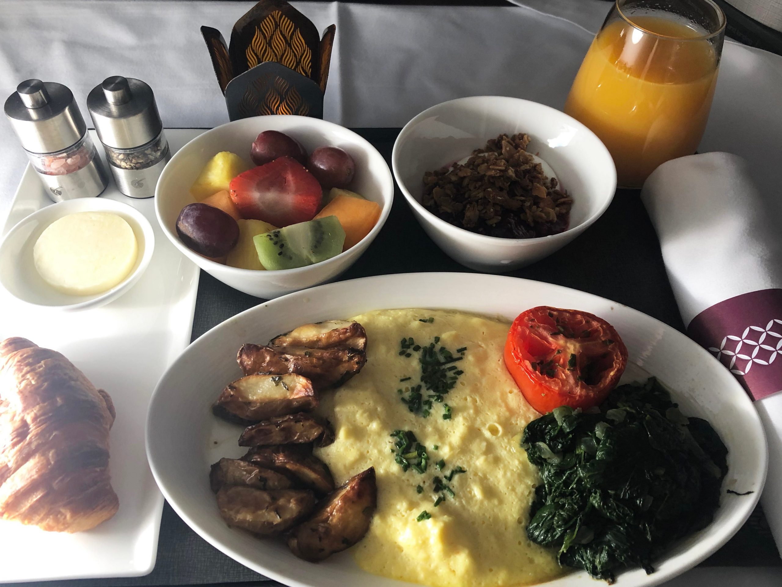Breakfast on airplane