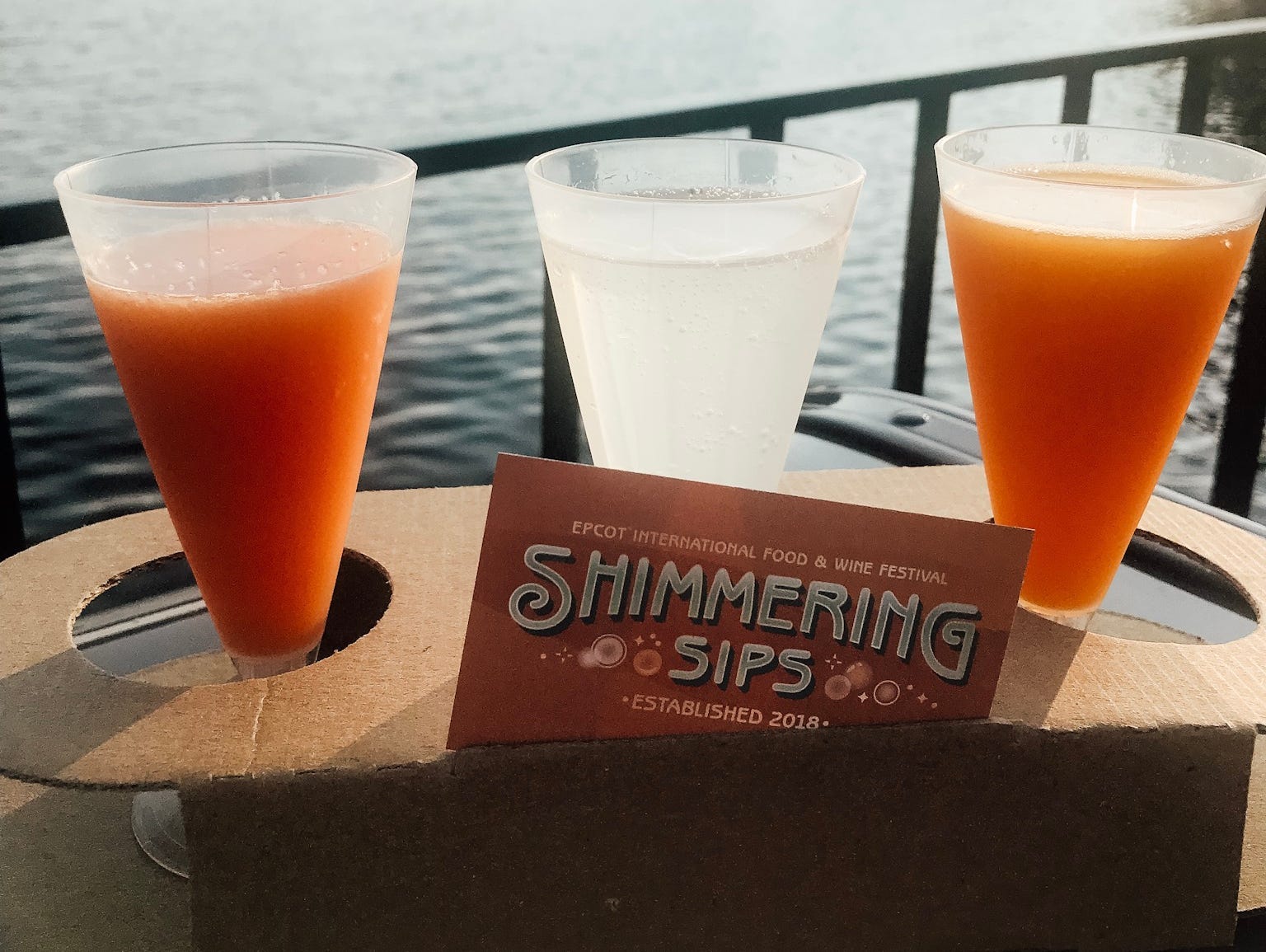 flight of drinks from simmering sips at epcot festival