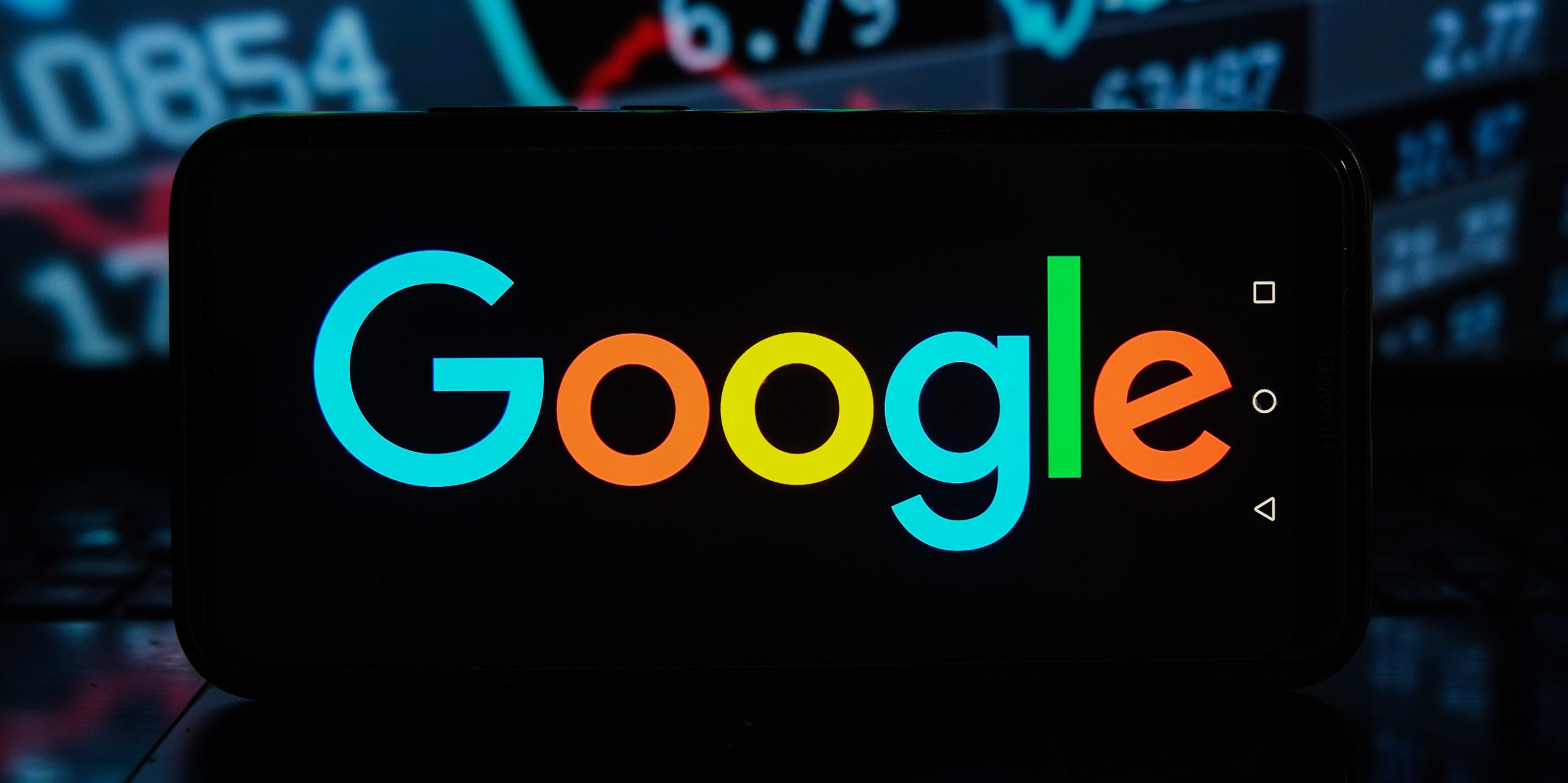 Google logo stock market phone