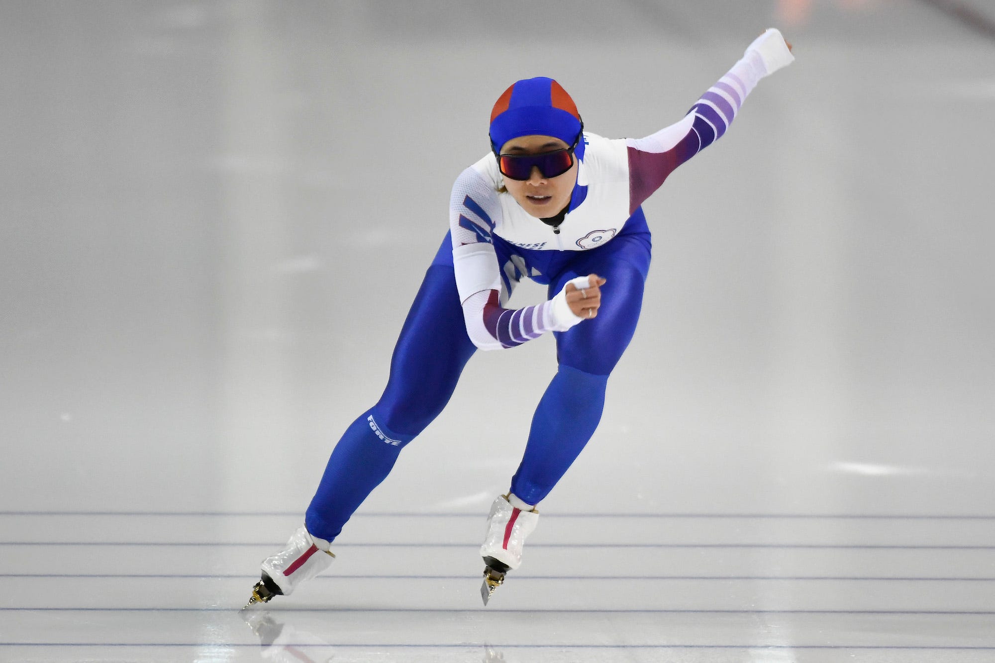 Yu-Ting Huang of Taiwan performs during the women's 500 meter event on Day 1 of the ISU World Cup Speed Skating at Utah Olympic Oval