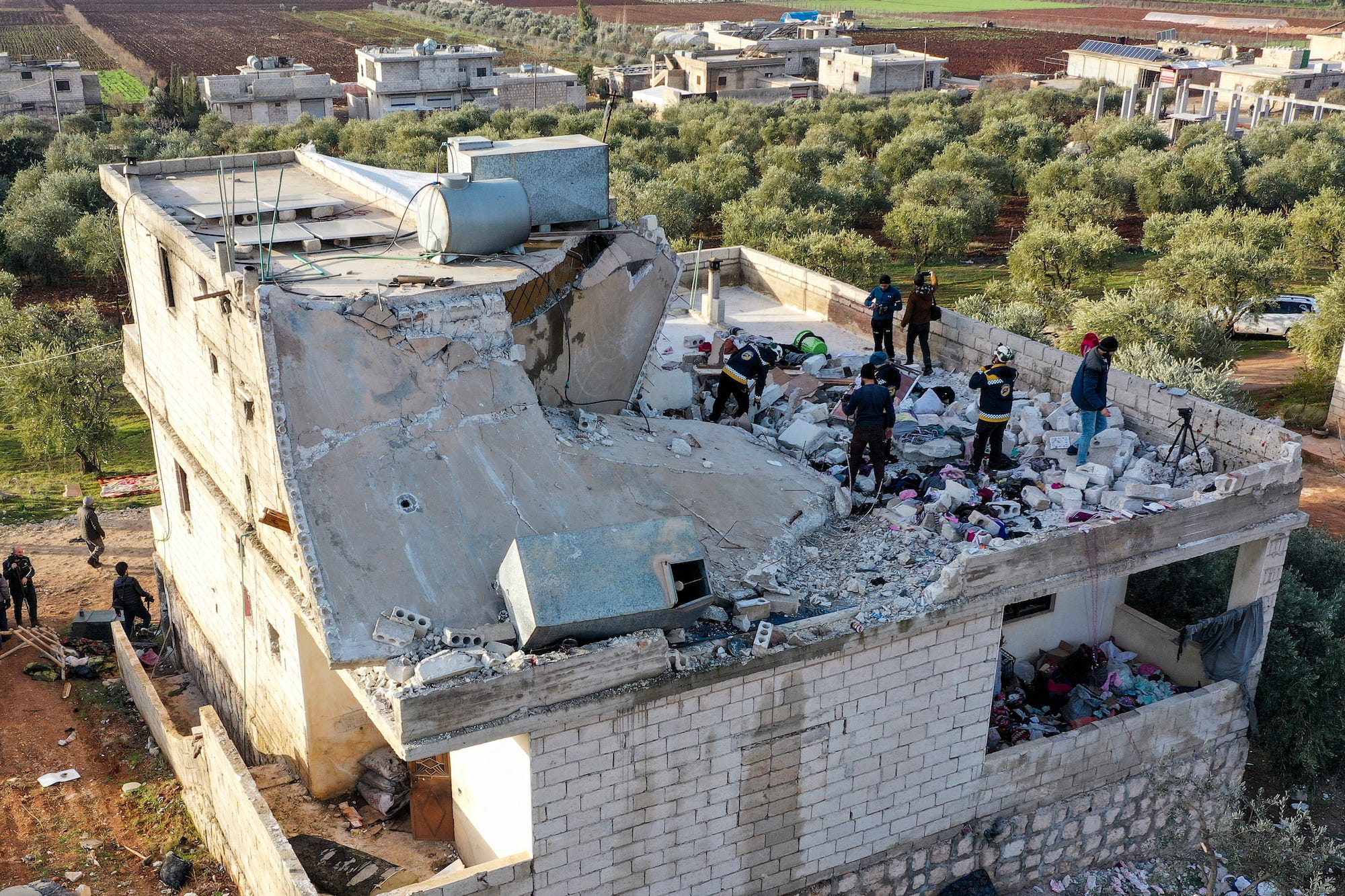 Destroyed house after US raid in Syria