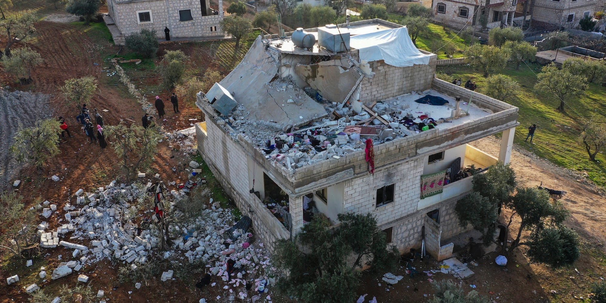 Destroyed house after US raid in Syria