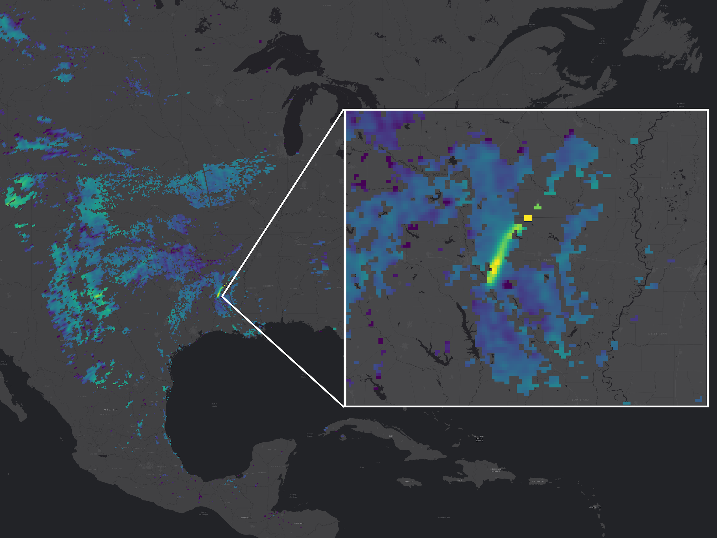 satellite image show green methane plume in the southern united states