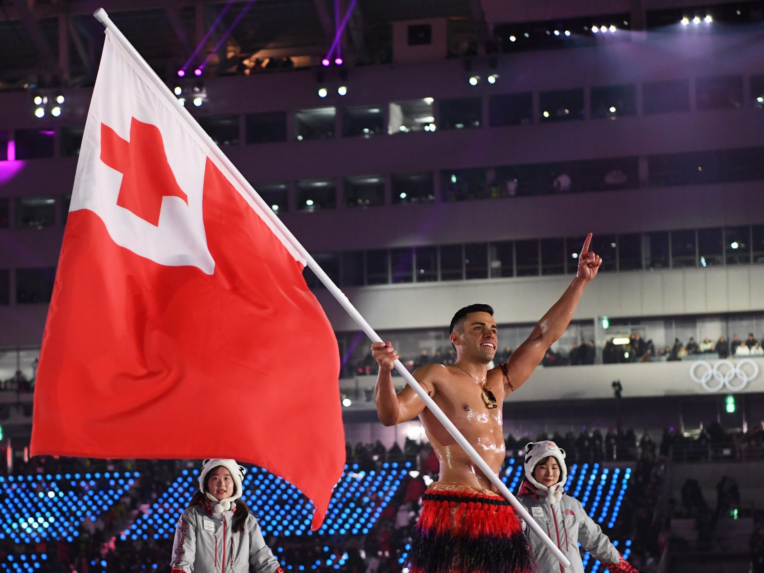 Tonga flag bearer