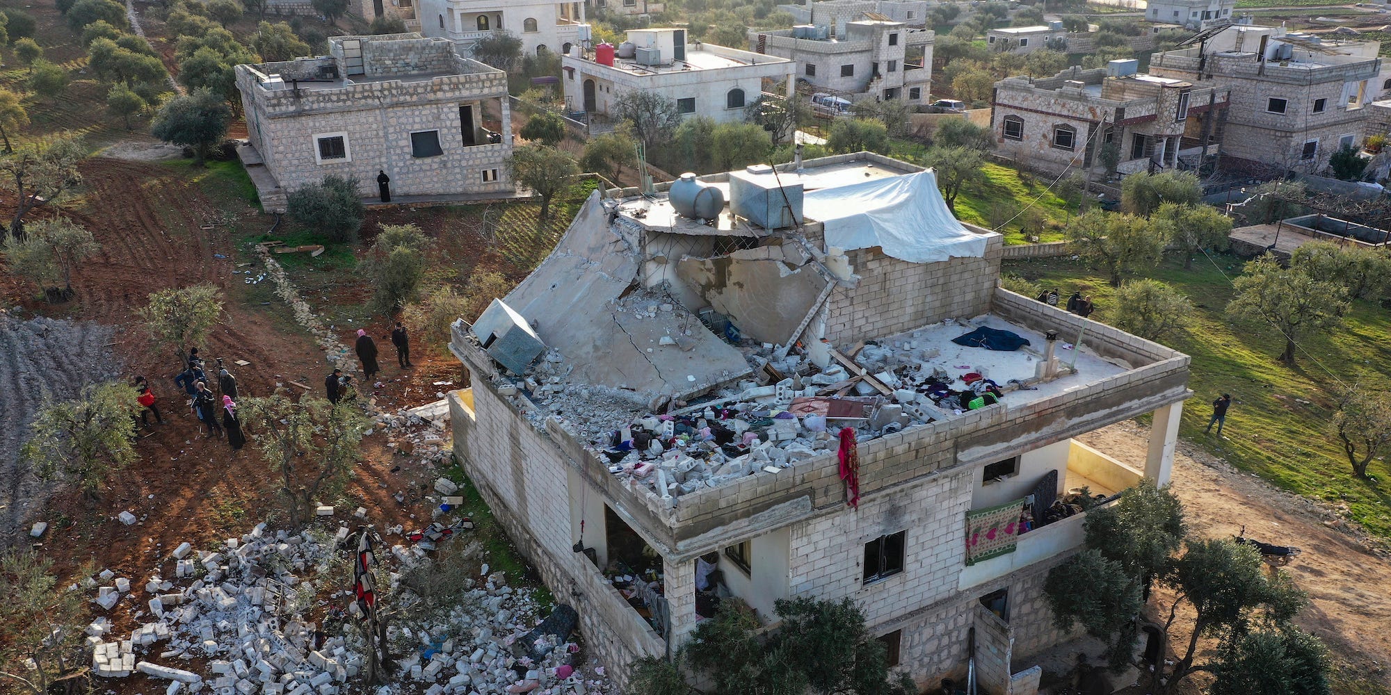 Destroyed house after US raid in Syria