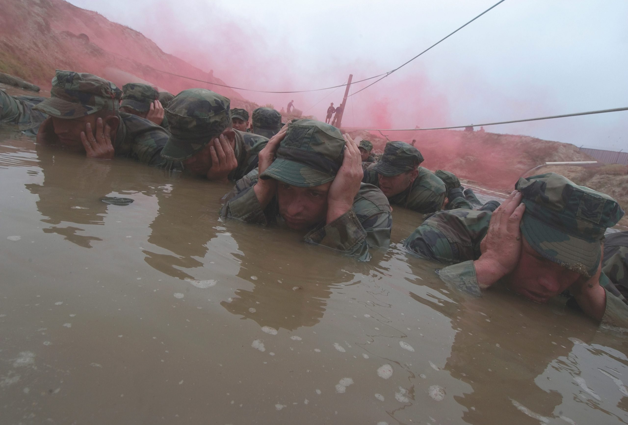 Navy SEAL candidates participate in an exercise during "Hell Week."