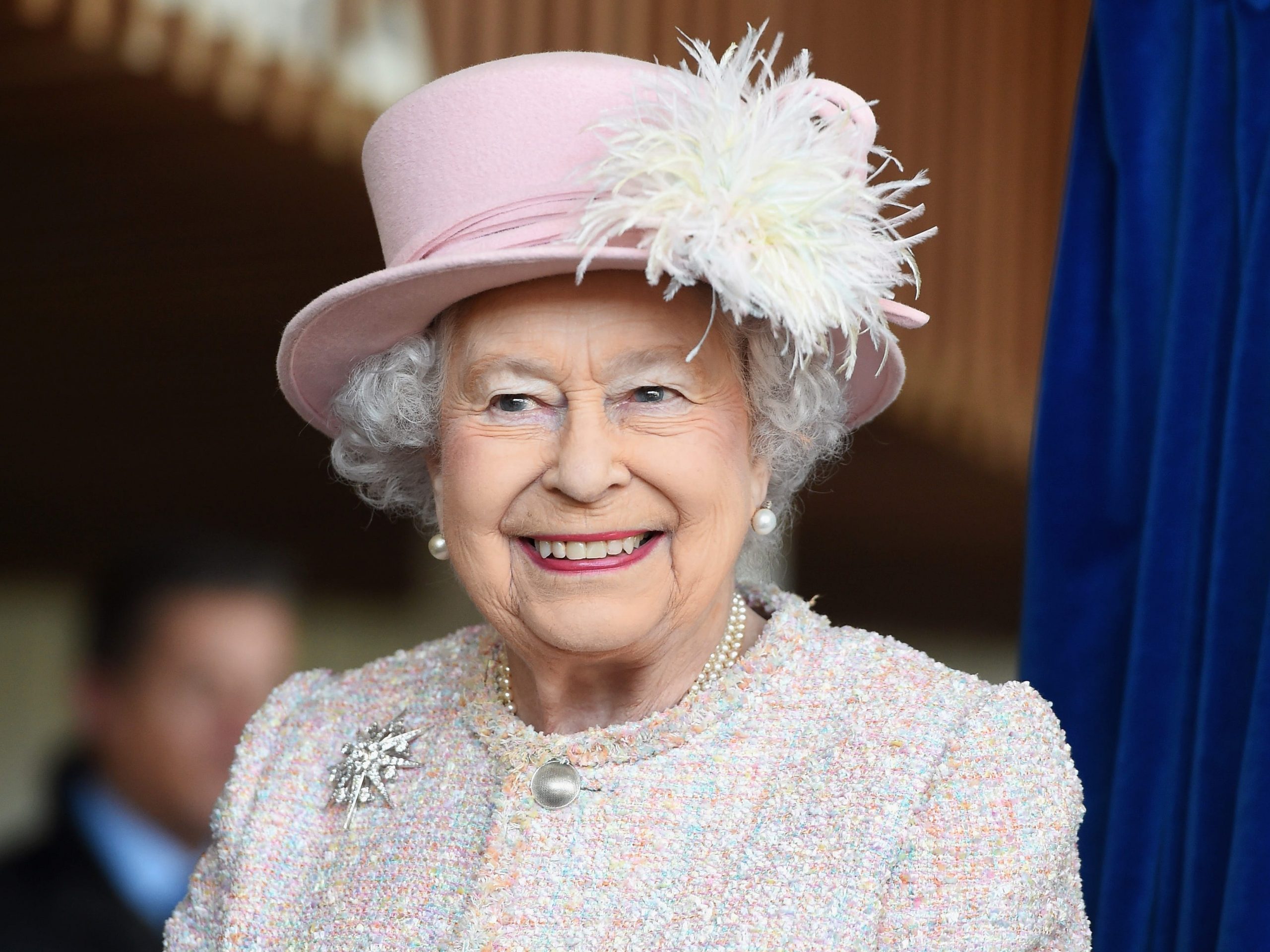 Queen Elizabeth II is seen at the Chichester Theatre while visiting West Sussex on November 30, 2017 in Chichester, United Kingdom.