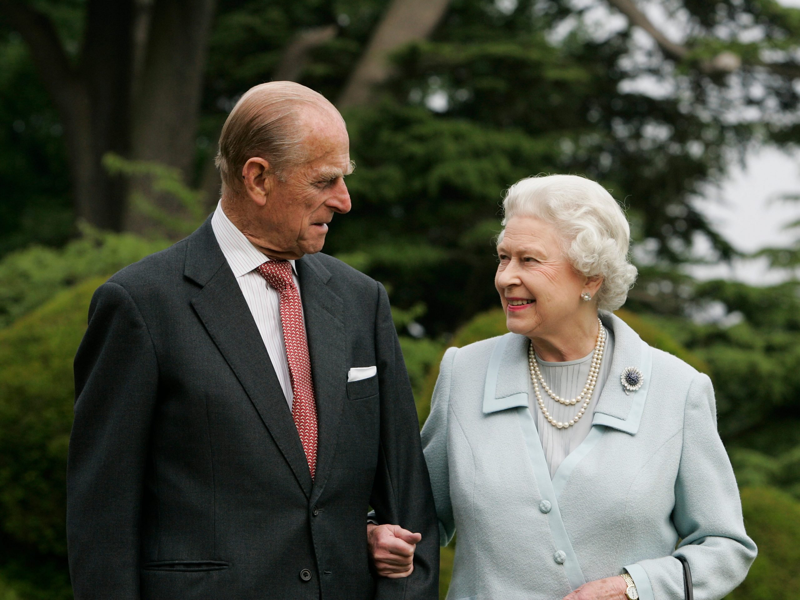 In this image, made available November 18, 2007, HM The Queen Elizabeth II and Prince Philip, The Duke of Edinburgh re-visit Broadlands, to mark their Diamond Wedding Anniversary on November 20. The royals spent their wedding night at Broadlands in Hampshire in November 1947, the former home of Prince Philip's uncle, Earl Mountbatten.