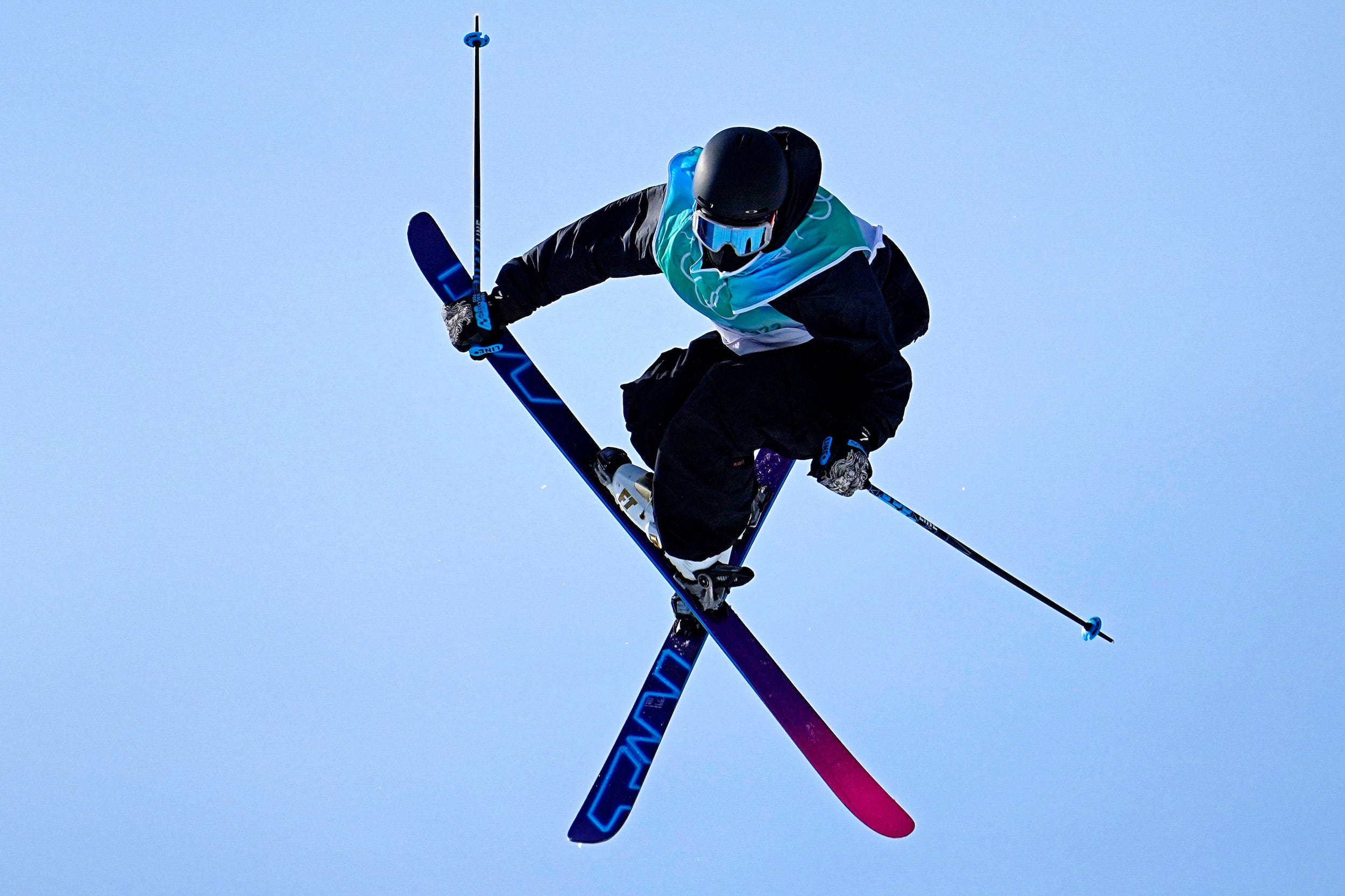 Gubser completes a trick during the men's big air qualifying event in Beijing.