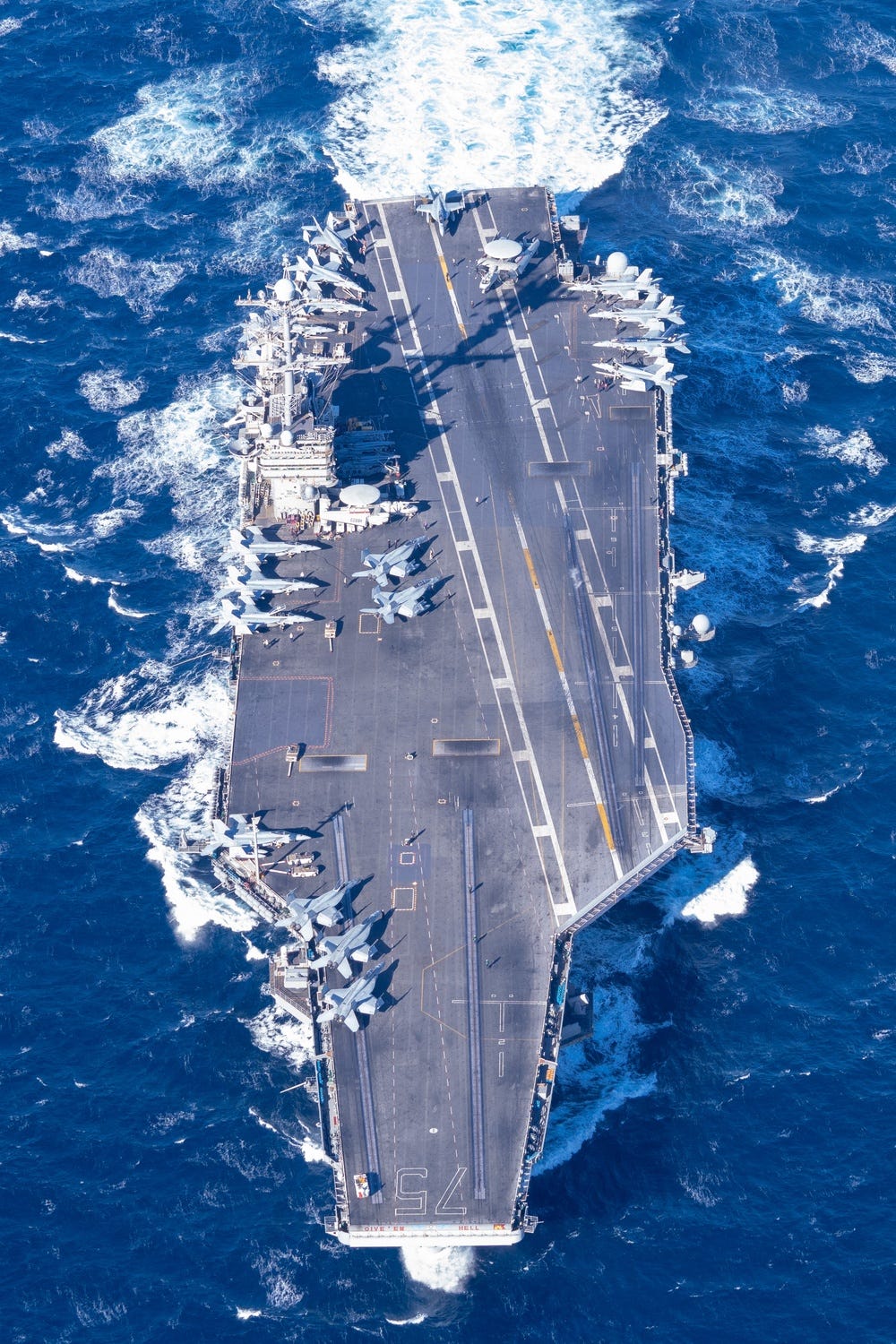 The Nimitz-class aircraft carrier USS Harry S. Truman (CV 75) conducts flight operations in the Mediterranean Sea in support of Neptune Strike 2022, Feb. 3