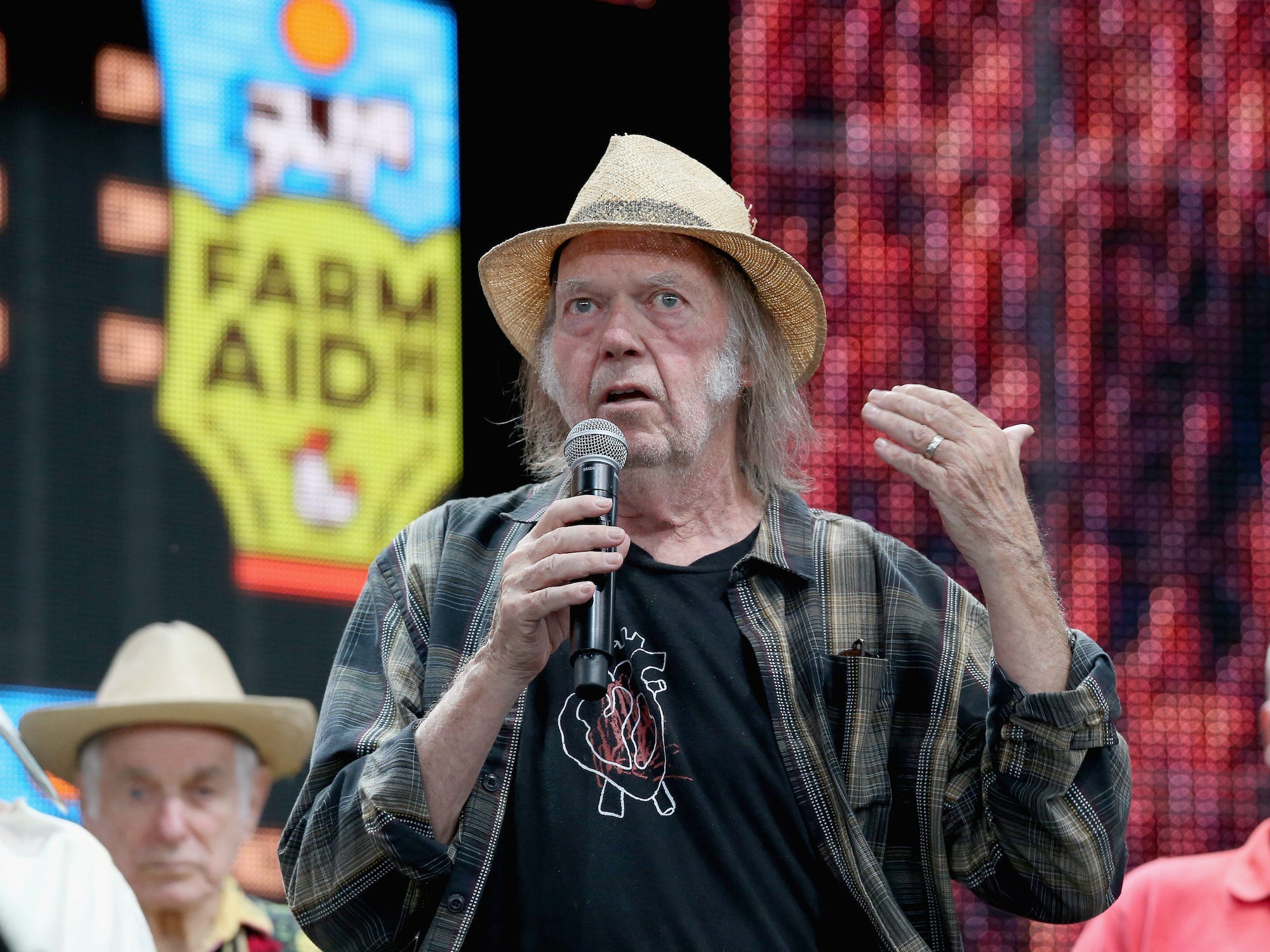 Neil Young attends a press conference for Farm Aid 34 at Alpine Valley Music Theatre on September 21, 2019 in East Troy, Wisconsin.