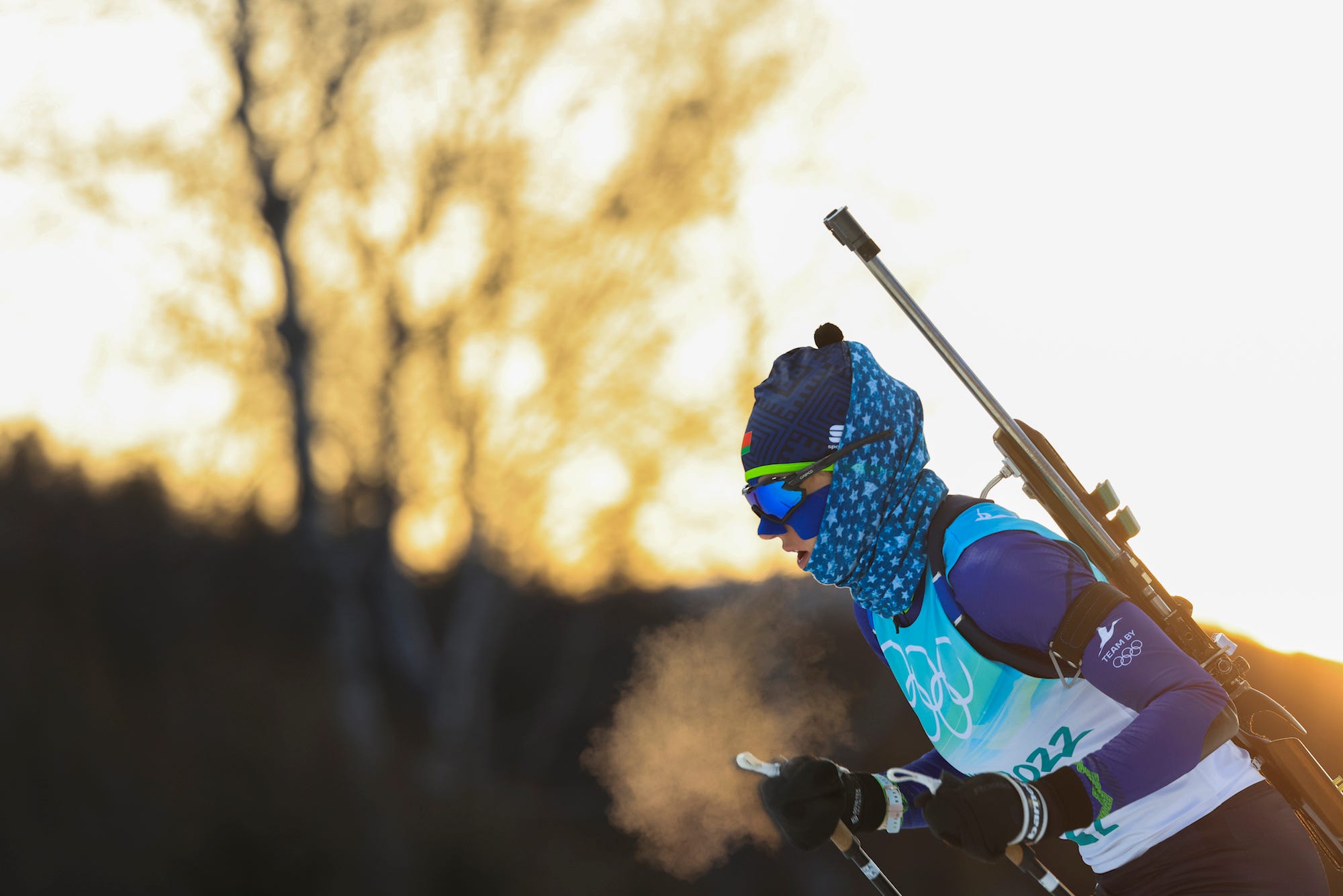 Hanna Sola of Team Belarus competes during the 4 x 6 km Mixed Relay at National Biathlon Centre