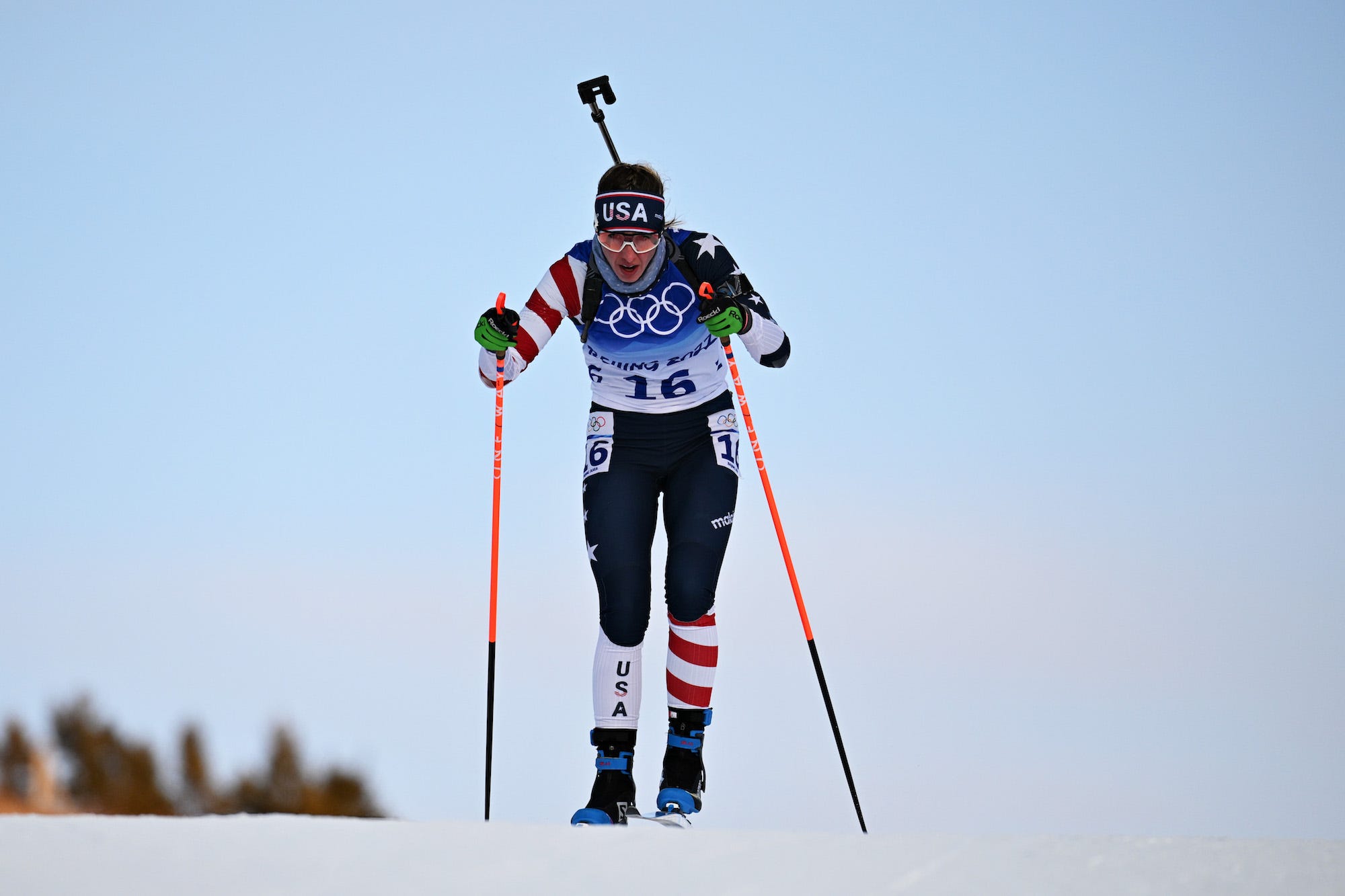 Deedra Irwin of Team United States skis during Women's Biathlon 15km Individual at National Biathlon Centre