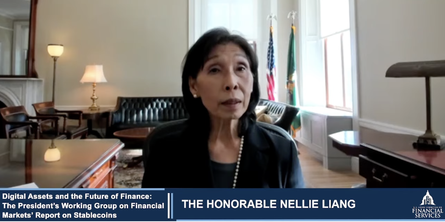 Under Secretary for Domestic Finance Nellie Liang virtually testified before the Committee on Financial Services on Tuesday, February 8, 2022.