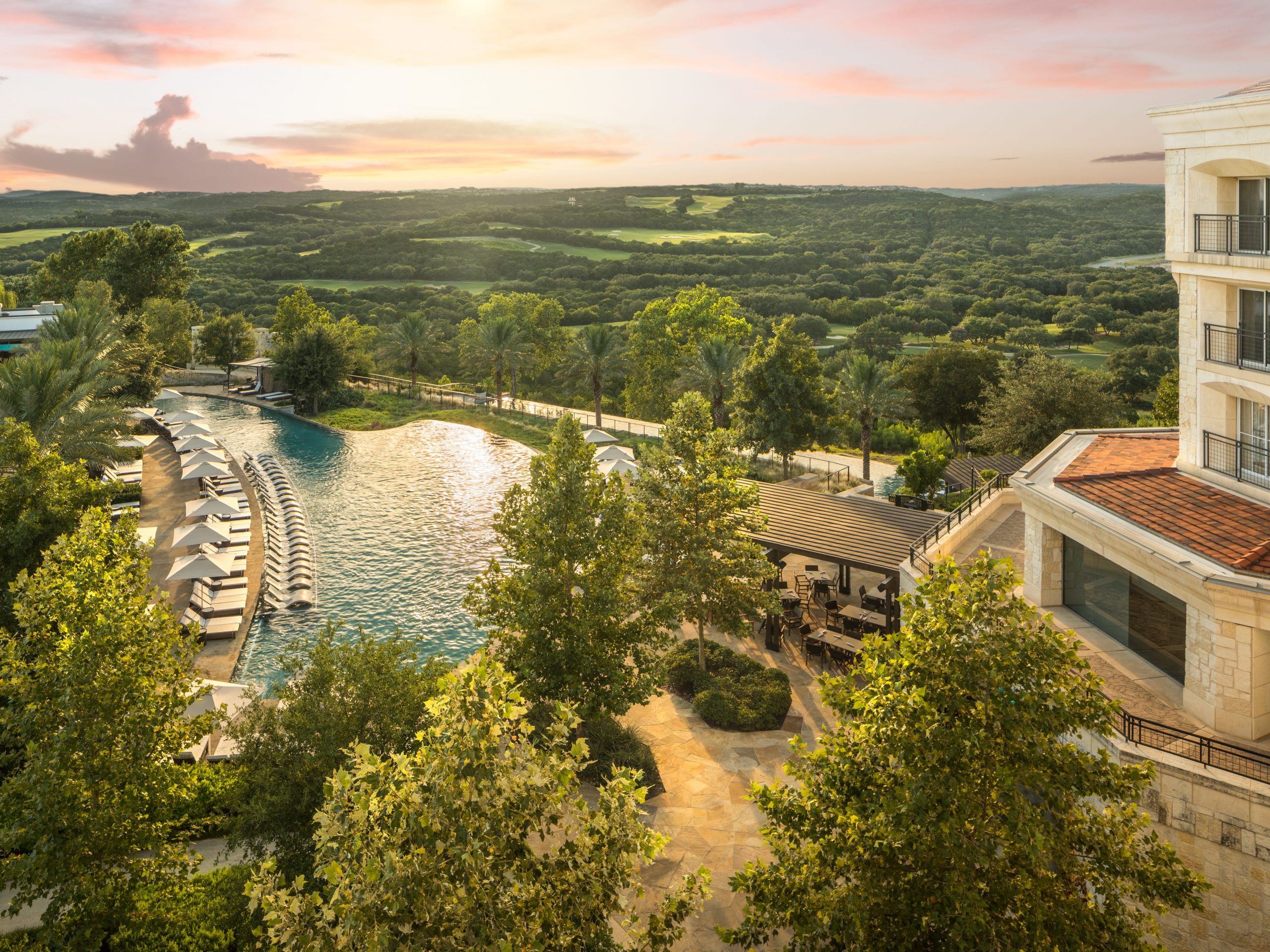 An aerial view of La Cantera Resort & Spa in San Antonio