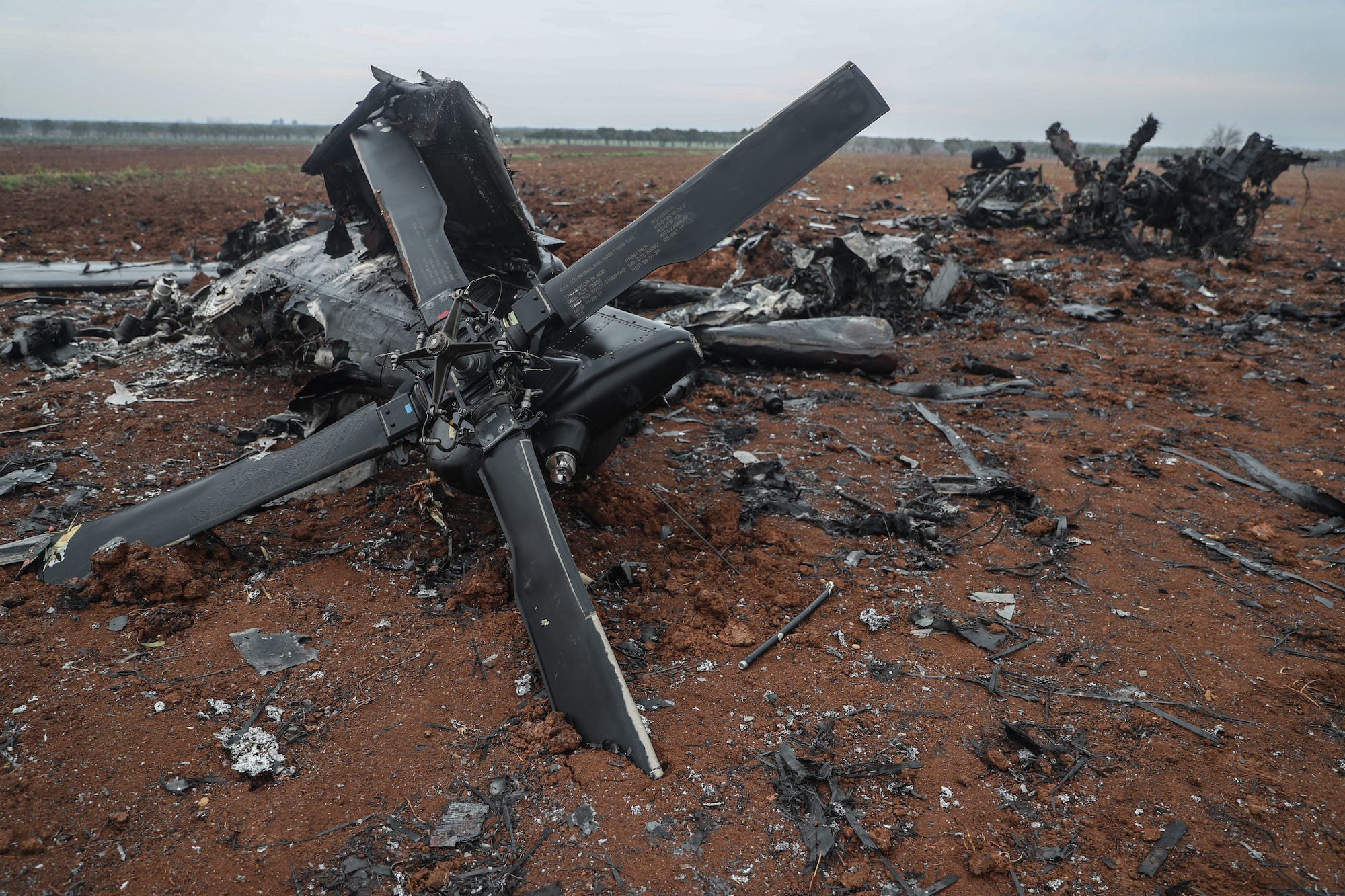US MH-60 helicopter wreckage in Syria