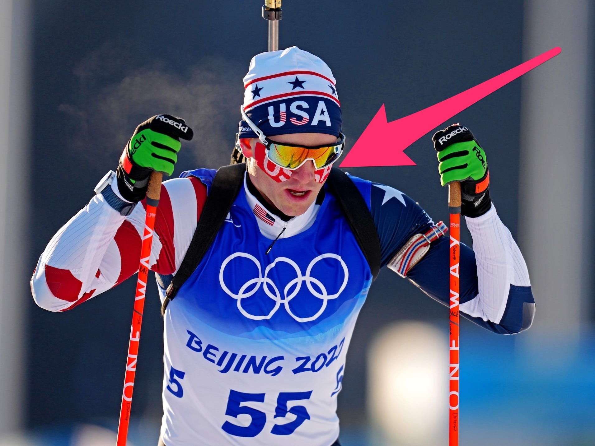 Team USA's Sean Doherty competes in the men's Biathlon 20km during the Beijing 2022 Olympic Winter Games.