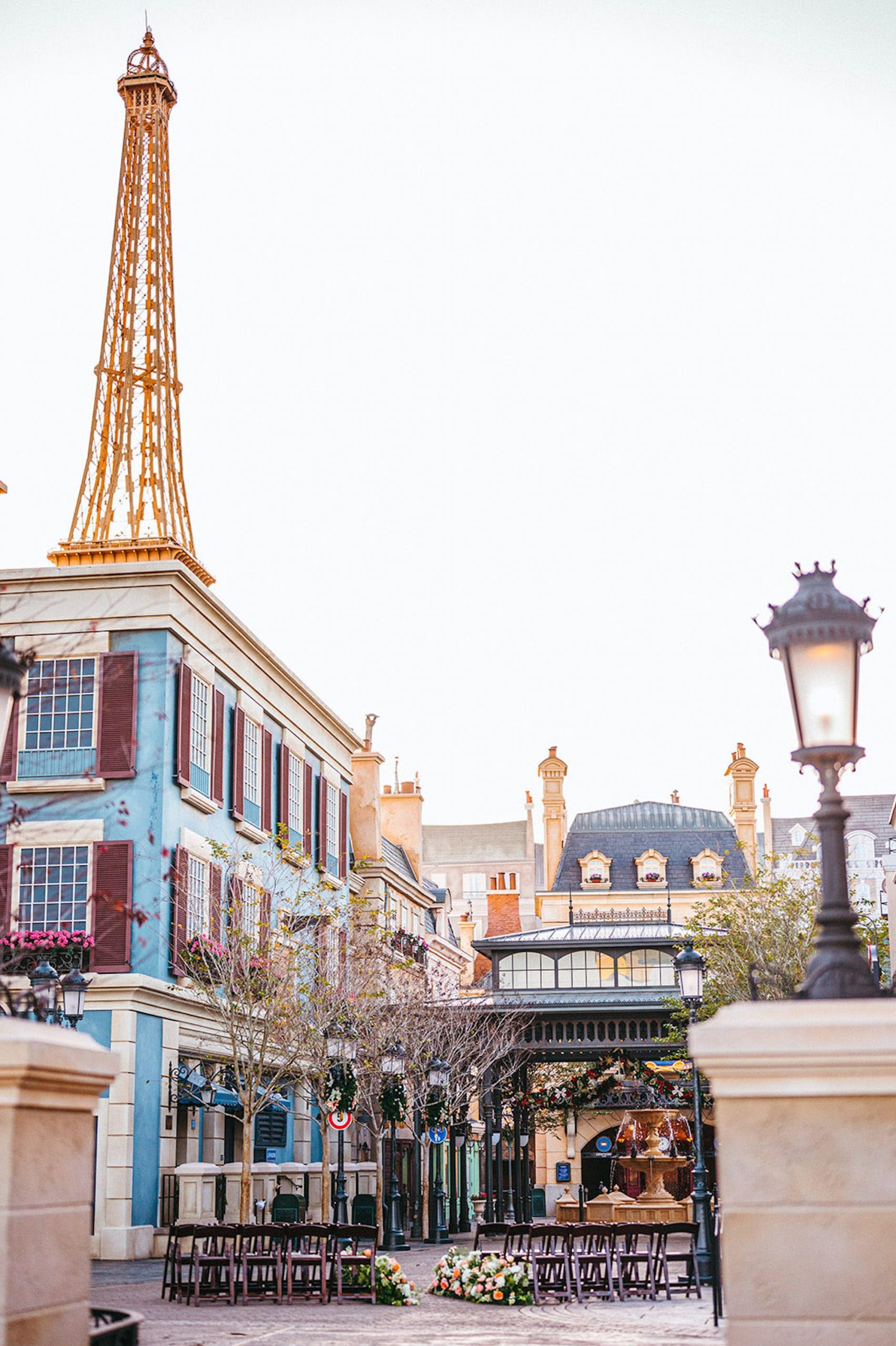 A photo of the fake Eiffel Tower at the Remy Pavilion at Epcot.