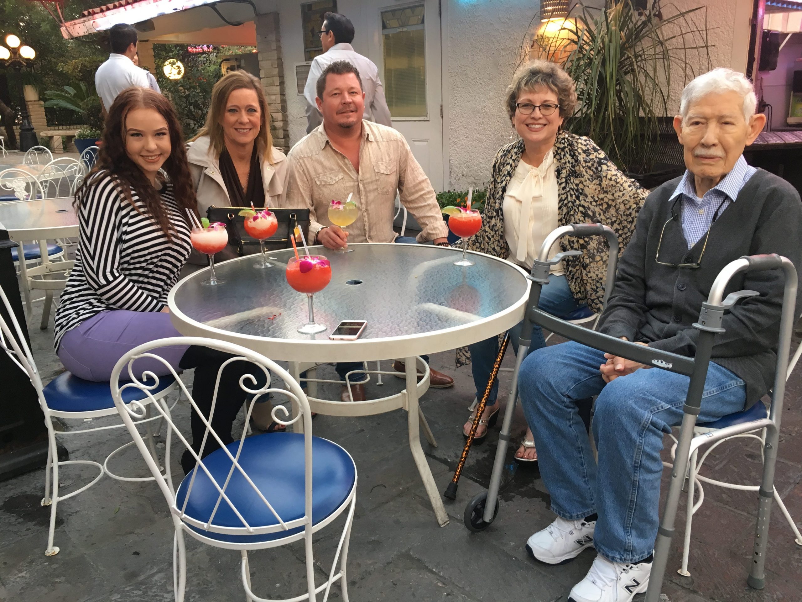 The writer with her family enjoying margaritas at La Fogata