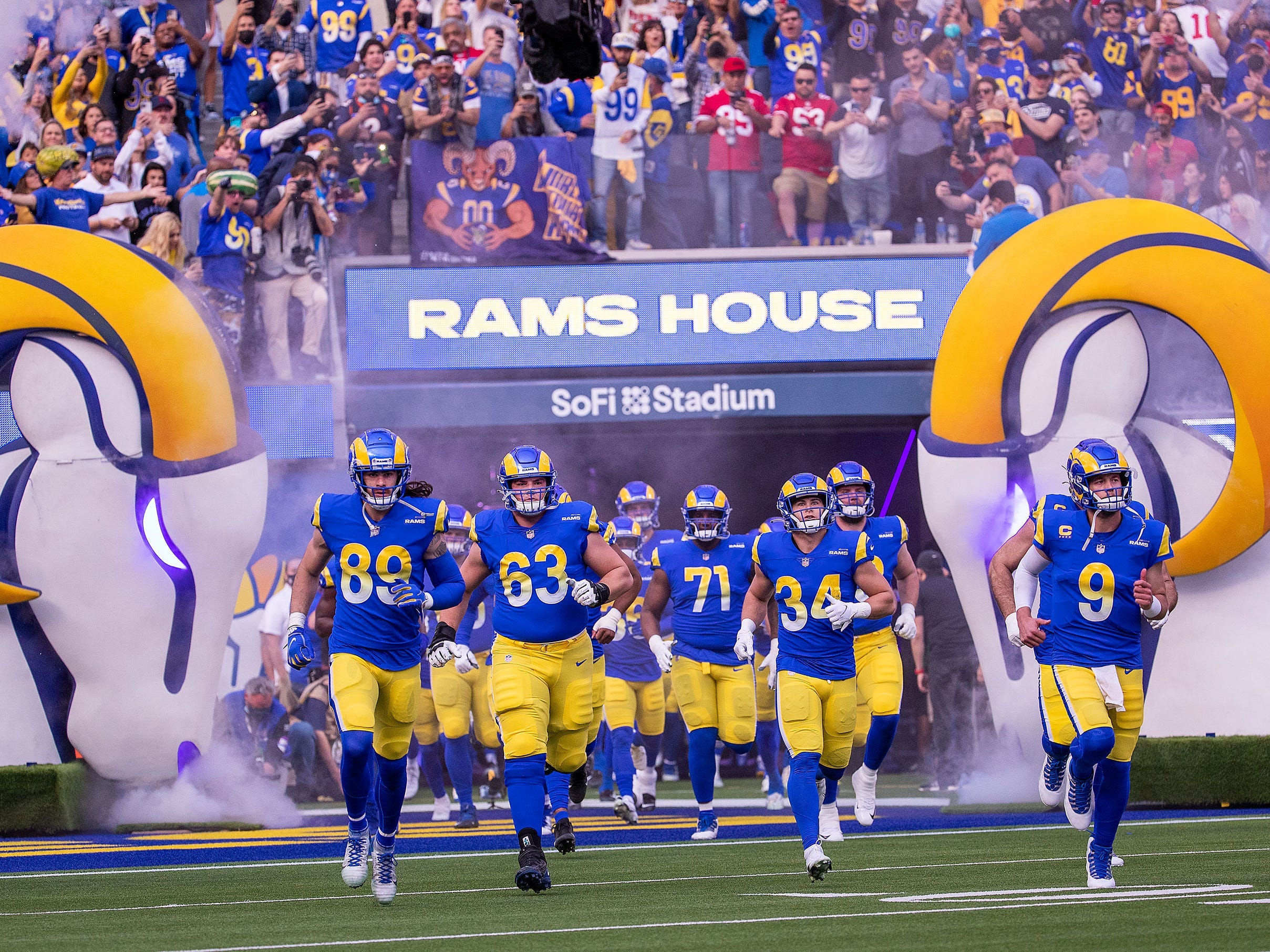 Los Angeles Rams take the field ahead of the NFC Championship against the San Francisco 49ers.