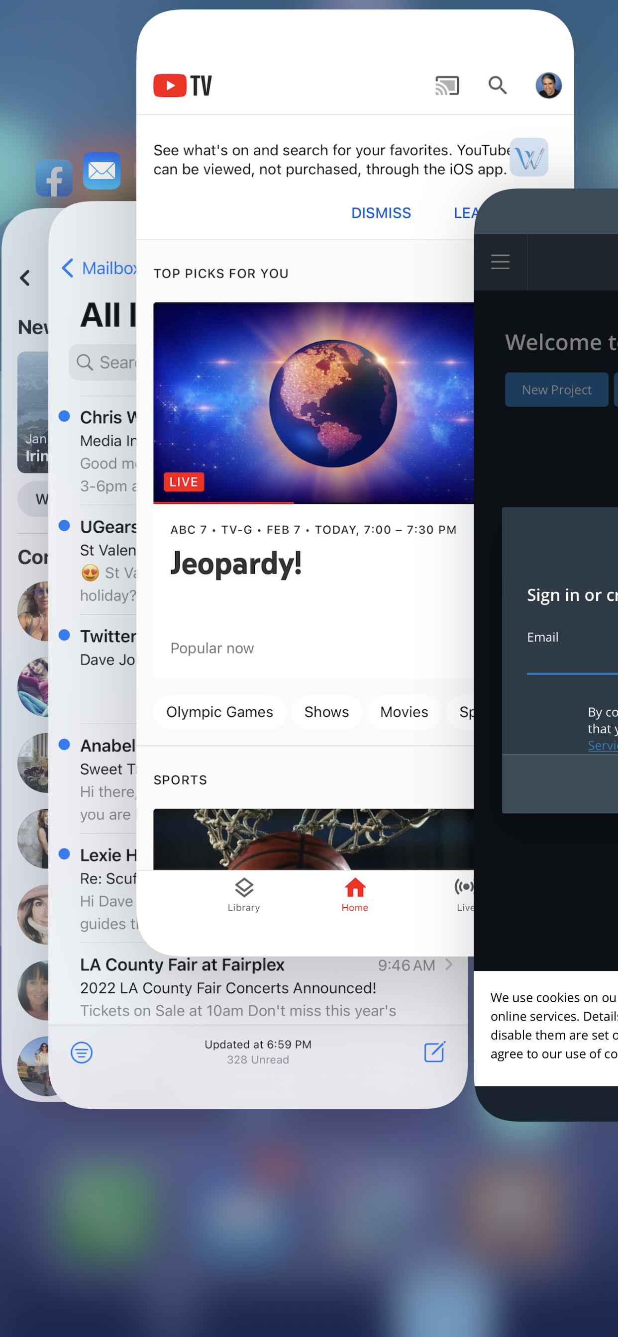 YouTube TV app on iOS
