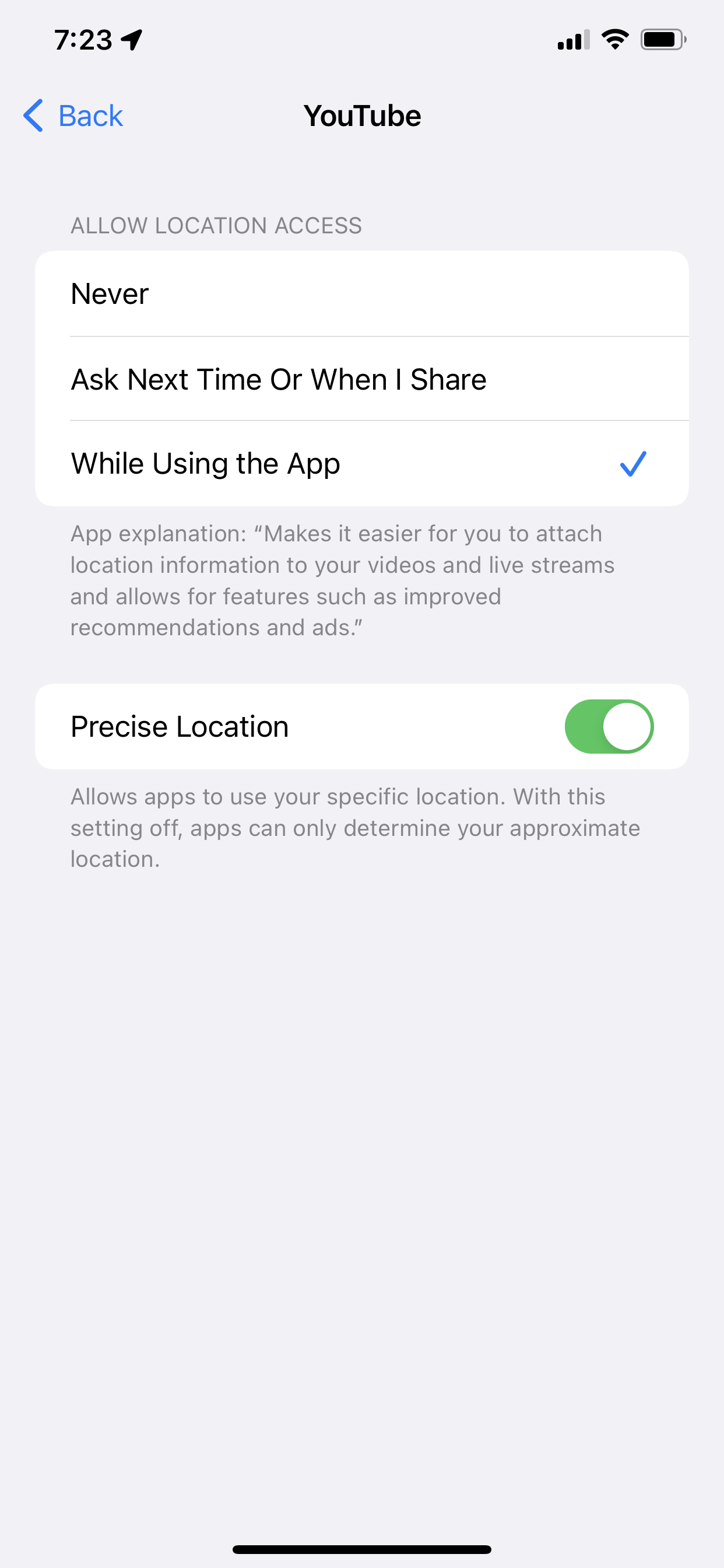 Settings in iOS