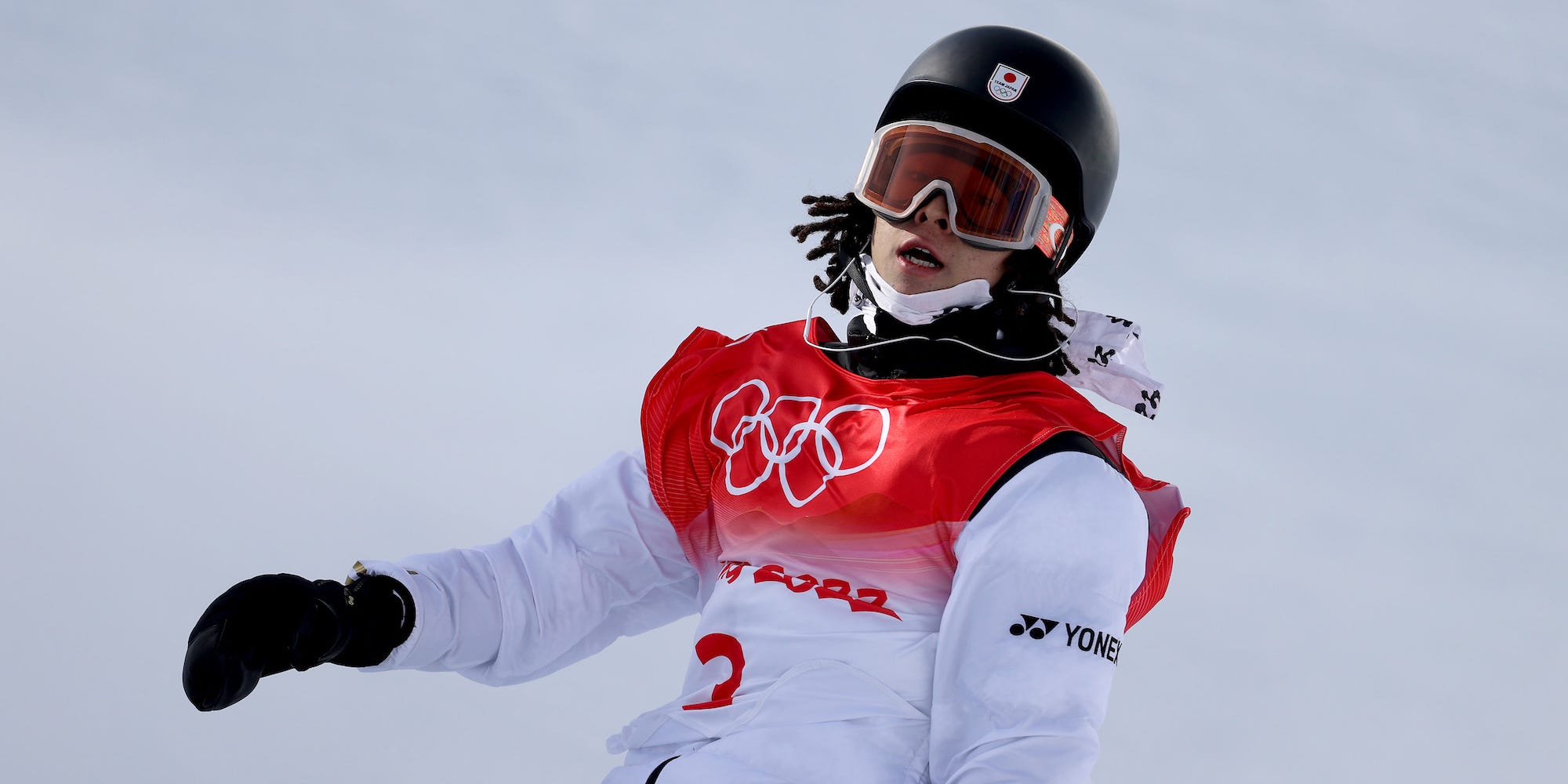 Ayumu Hirano competes in the men's snowboarding halfpipe final.