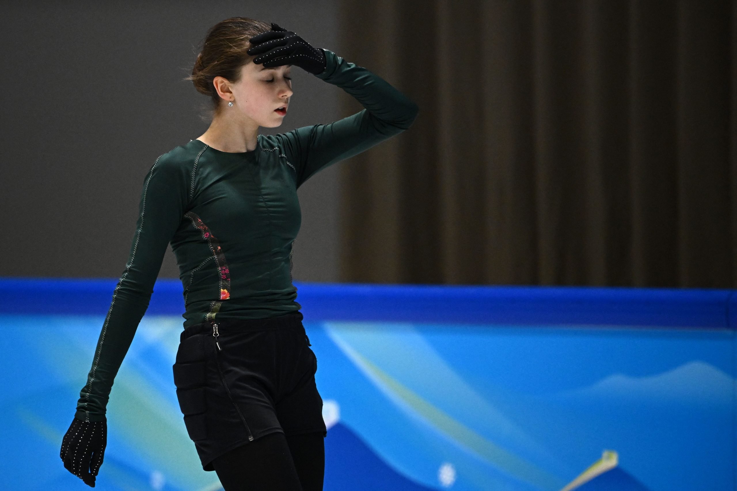 Russian figure skater Kamila Valieva during training on Friday in the 2022 Beijing Olympic Games.