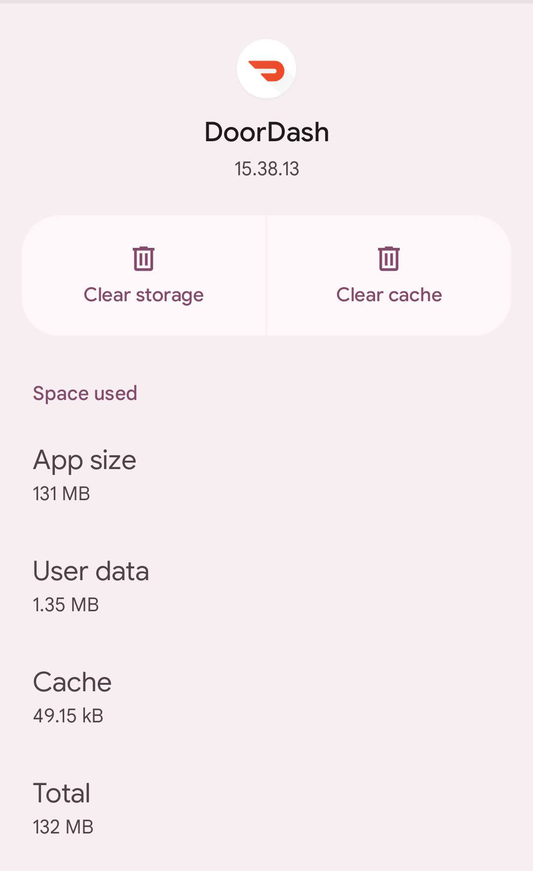 Android settings page