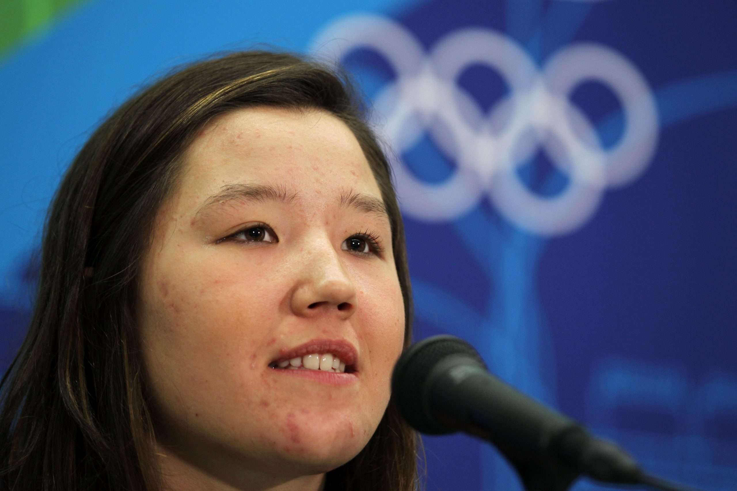 Callan Chythlook-Sifsof speaks to the media during the United States Olympic Committee Snowboard Cross Team Press Conference ahead of the Vancouver 2010 Winter Olympics on February 10, 2010 in Vancouver, Canada.