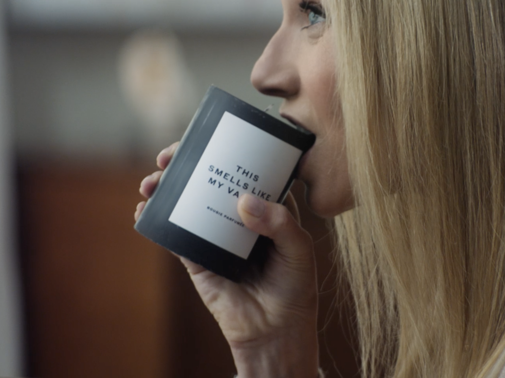 Gwyneth Paltrow attempting to eat a Goop "Smells Like My Vagina" candle