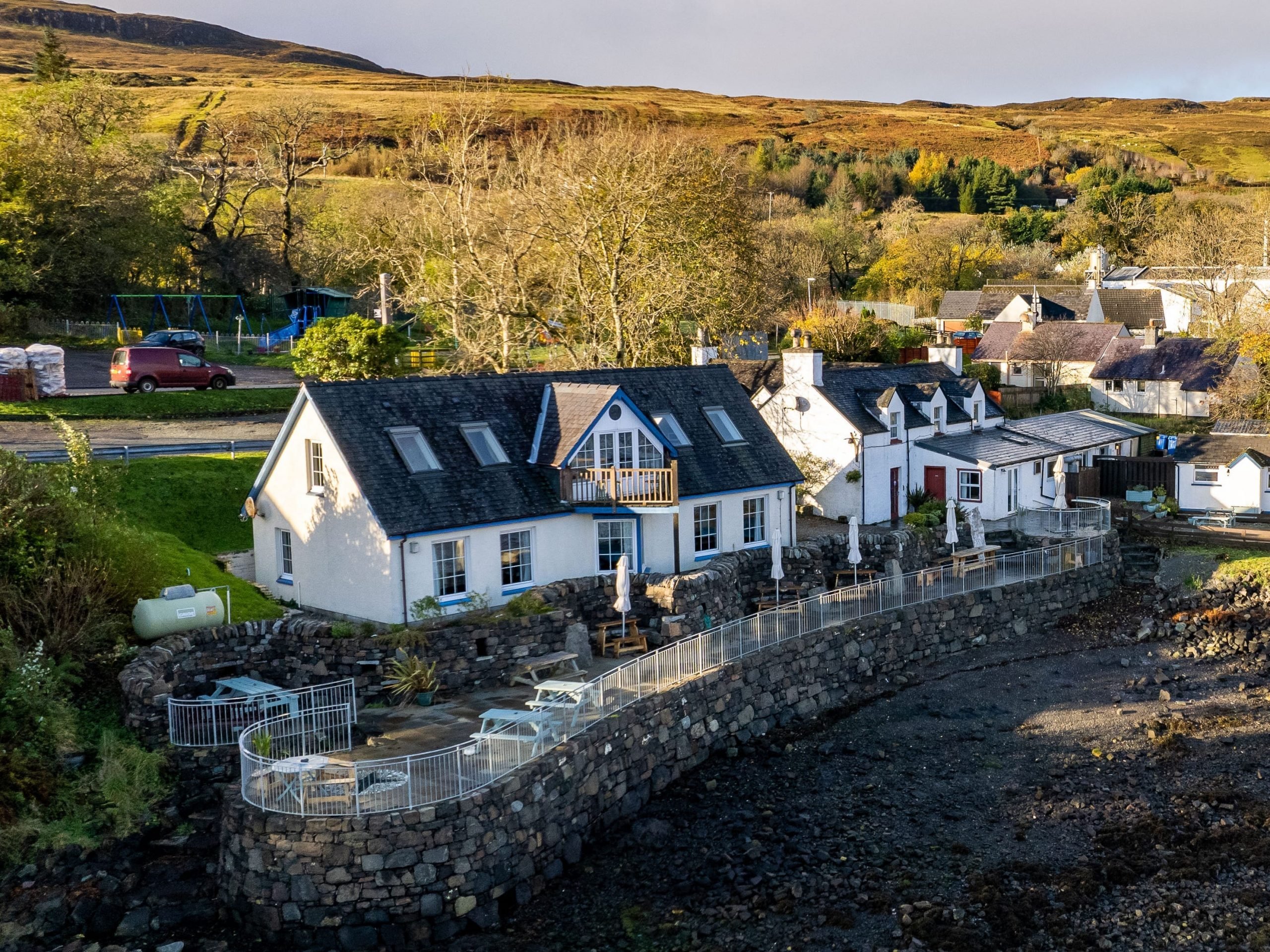 The Old Inn sits by the seaside.