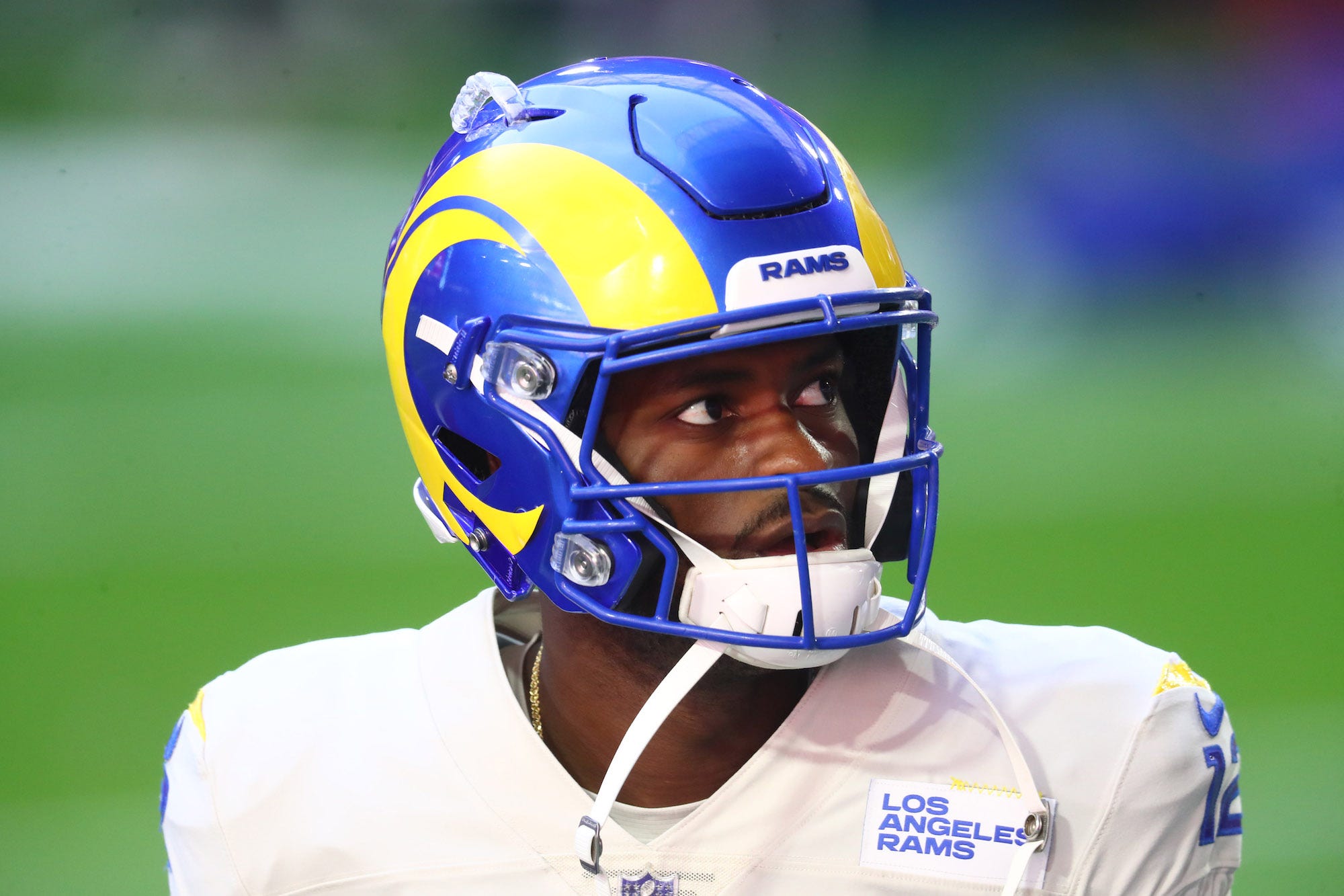 Los Angeles Rams wide receiver Van Jefferson (12) against the Arizona Cardinals at State Farm Stadium