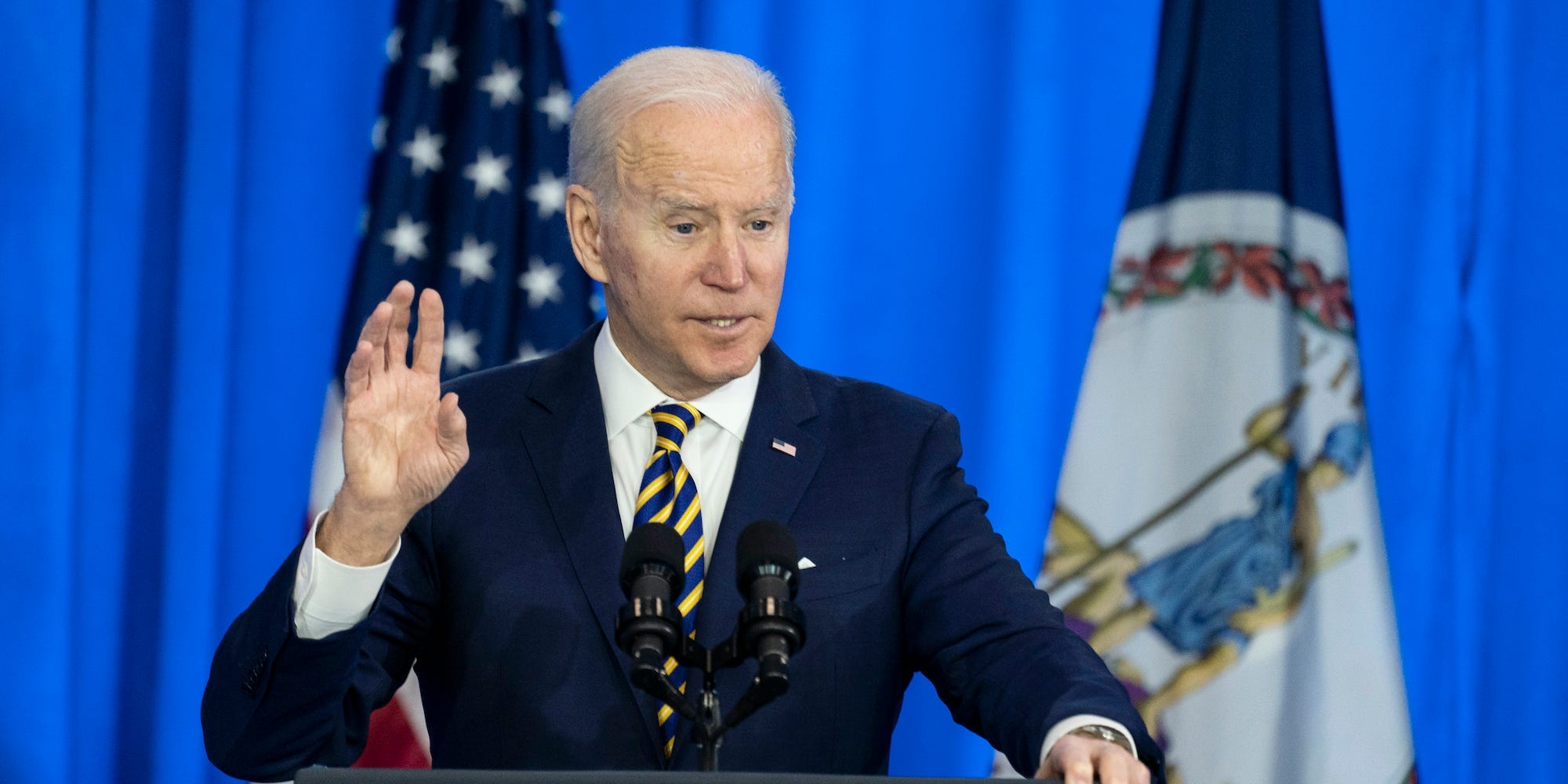 President Joe Biden speaks about prescription drug costs at the Daniel Technology Center of Germanna Community College – Culpeper Campus, Thursday, Feb. 10, 2022, in Culpeper, Va.