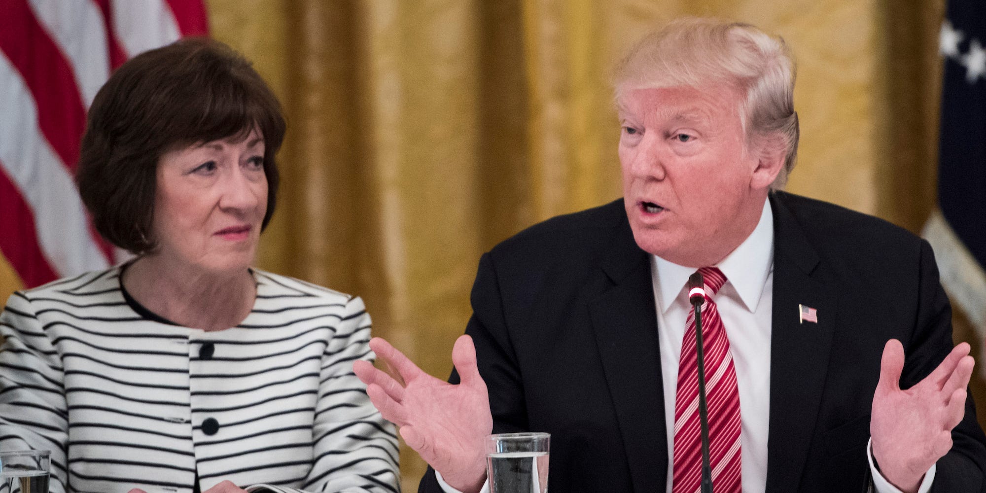 Former President Donald Trump and Republican Sen. Susan Collins of Maine at the White House in June 2017.