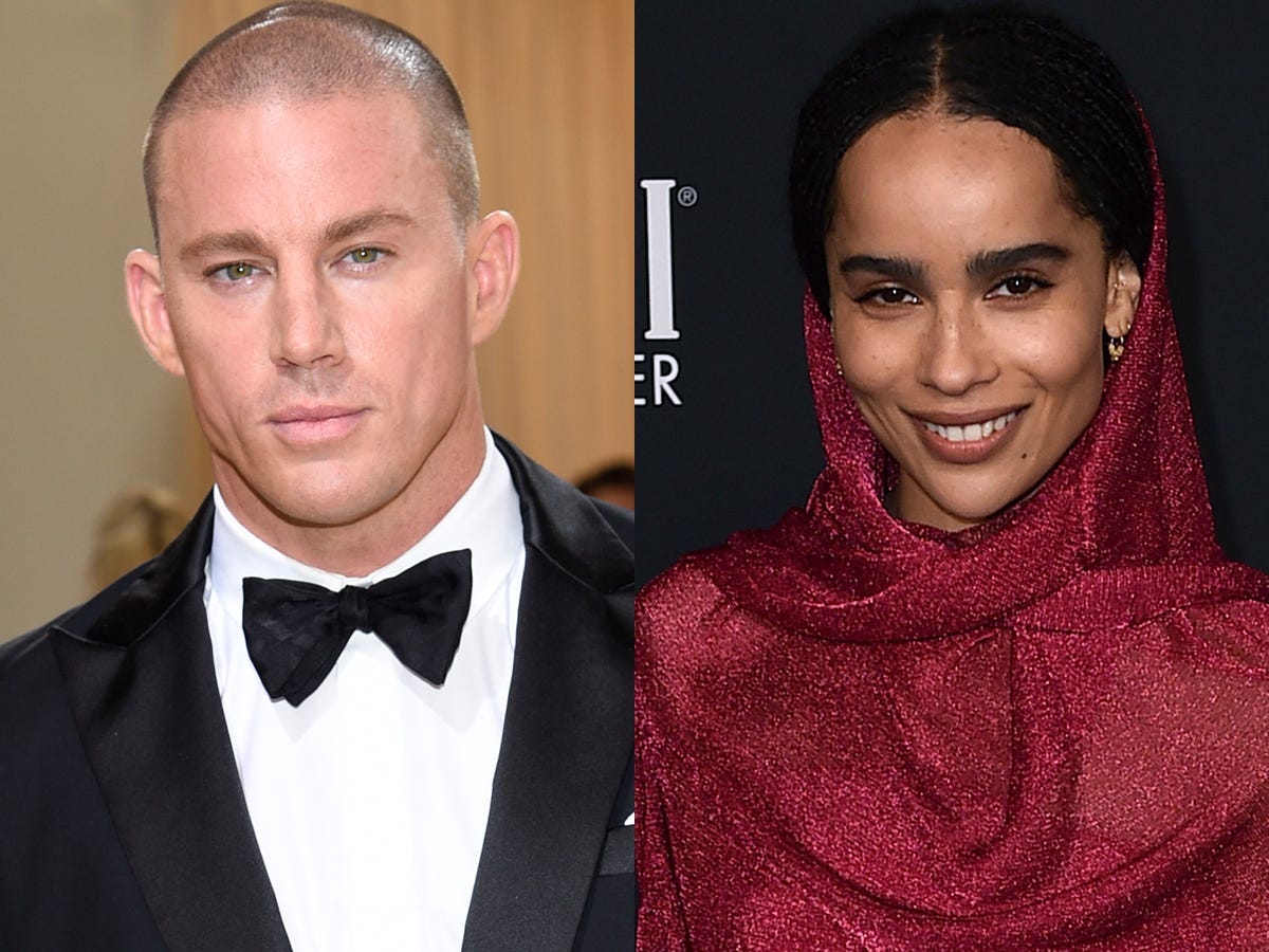 On the left: Channing Tatum in September 2021. On the right: Zoë Kravitz in November 2021.