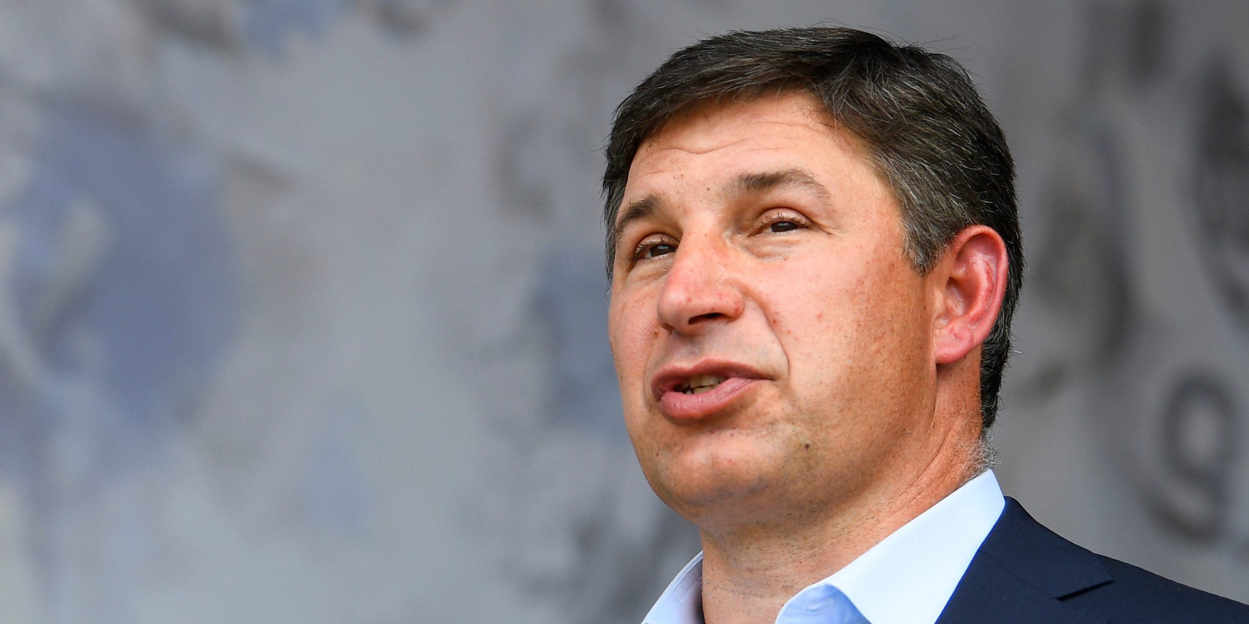 SoFi CEO Anthony Noto after announcing naming rights for the SoFi Stadium opening before an NFL game on September 15, 2019, at the Los Angeles Memorial Coliseum in Los Angeles, CA.
