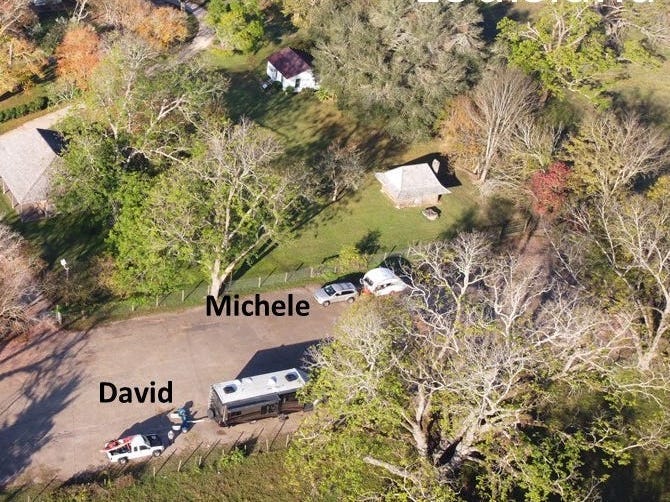 An aerial view of the RV site where Michele and David met.