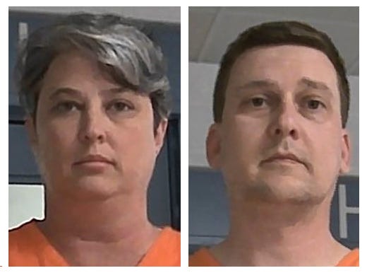 These booking photos released Oct. 9, 2021, by the West Virginia Regional Jail and Correctional Facility Authority show Jonathan Toebbe and his wife, Diana Toebbe.