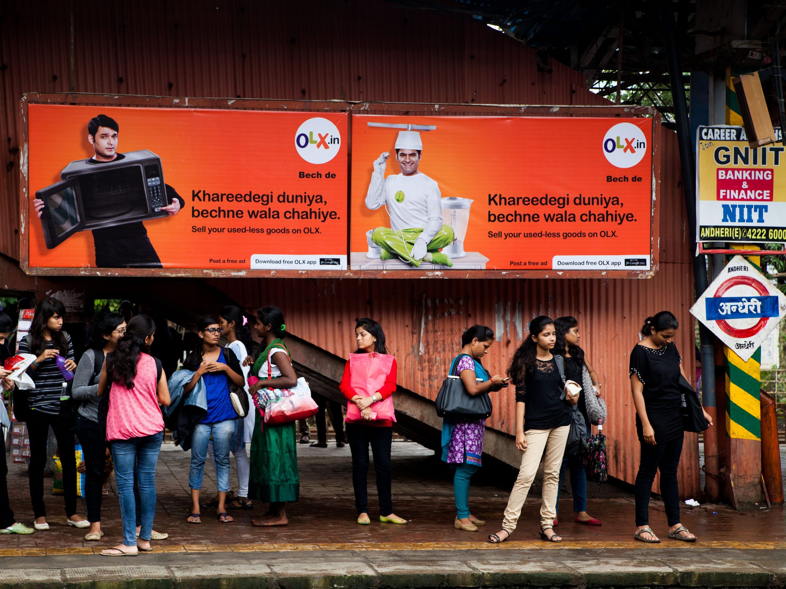 Billboard of stand-up comedians in Mumbai, India.