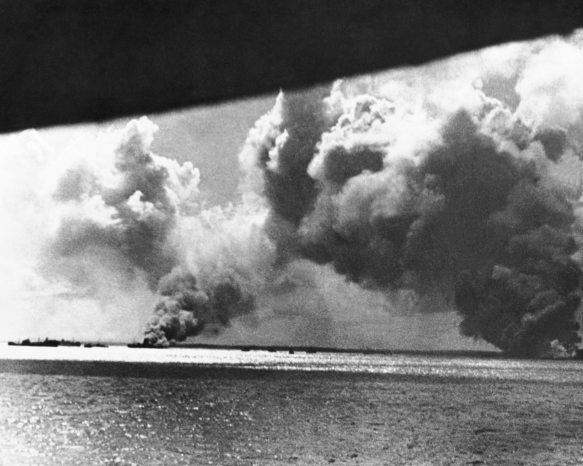 Australian ships burn after Japanese raid on Darwin